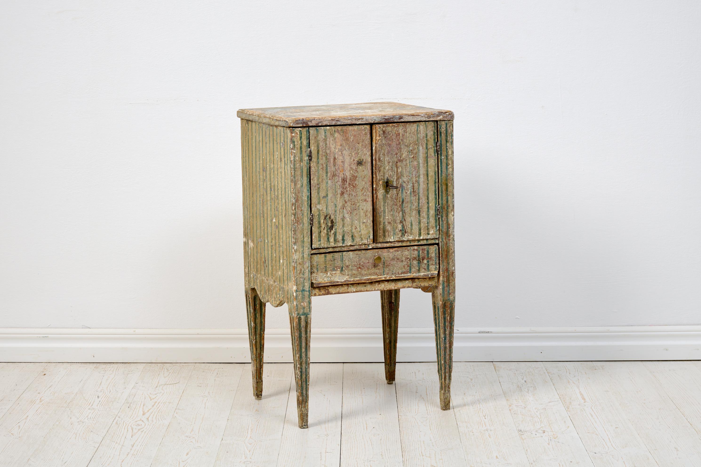Hand-Crafted Rare Antique Genuine Swedish Gustavian Style Pine Painted Nightstand  For Sale