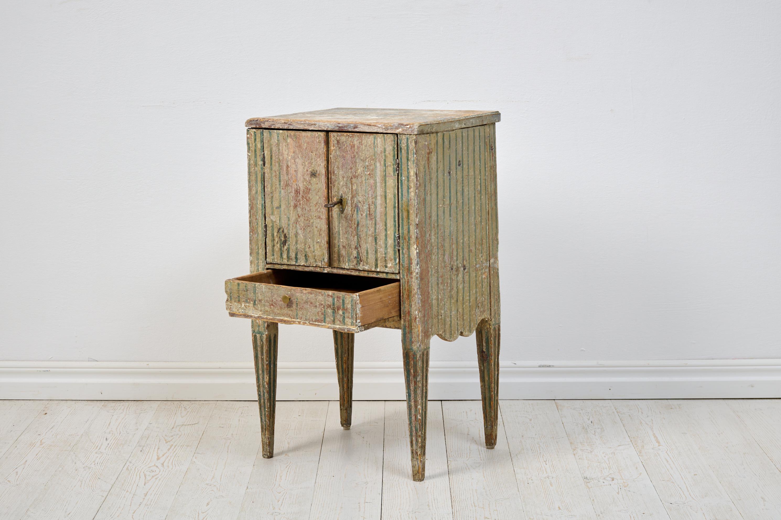 18th Century Rare Antique Genuine Swedish Gustavian Style Pine Painted Nightstand  For Sale