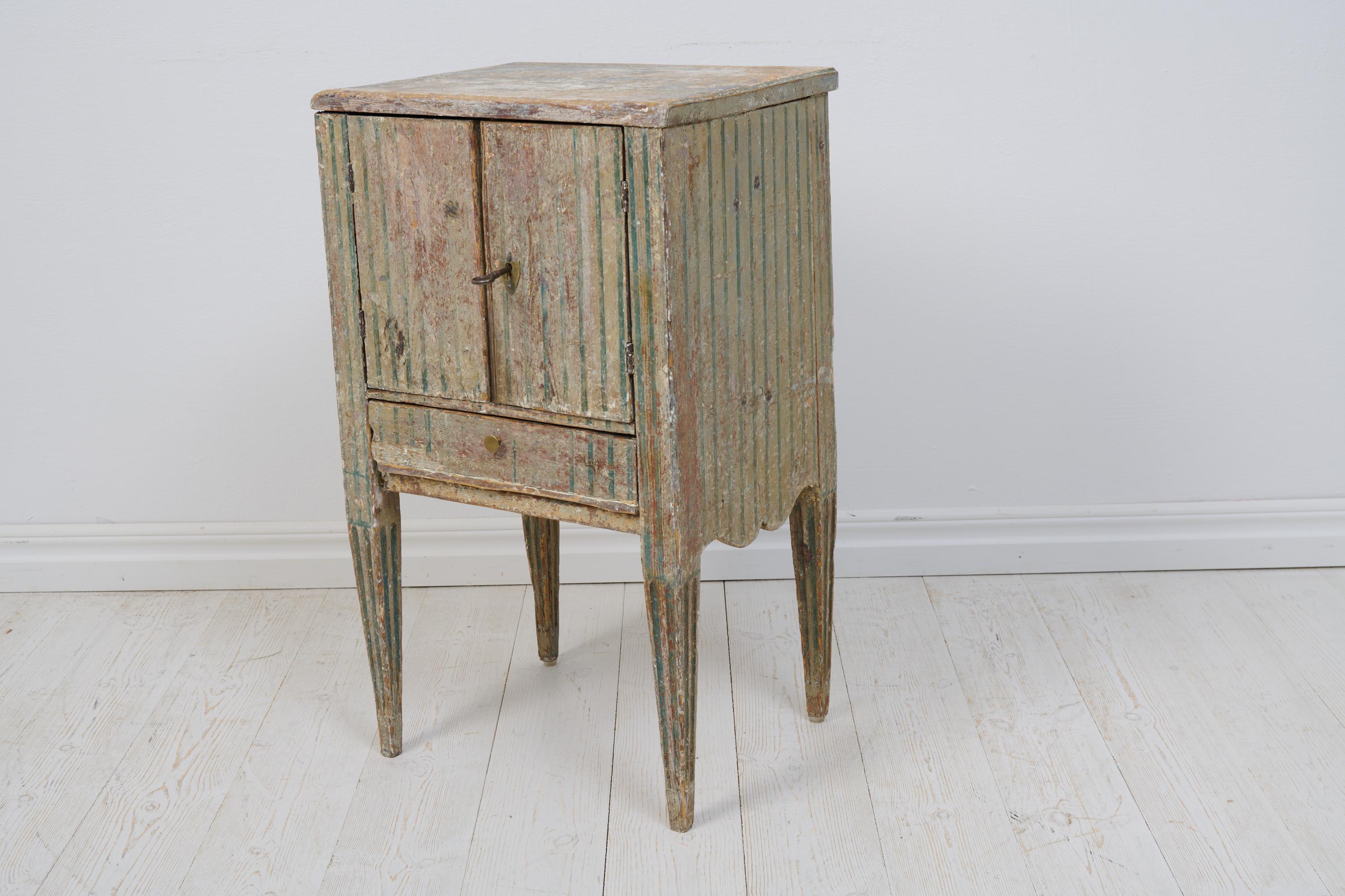 Rare Antique Genuine Swedish Gustavian Style Pine Painted Nightstand  For Sale 2
