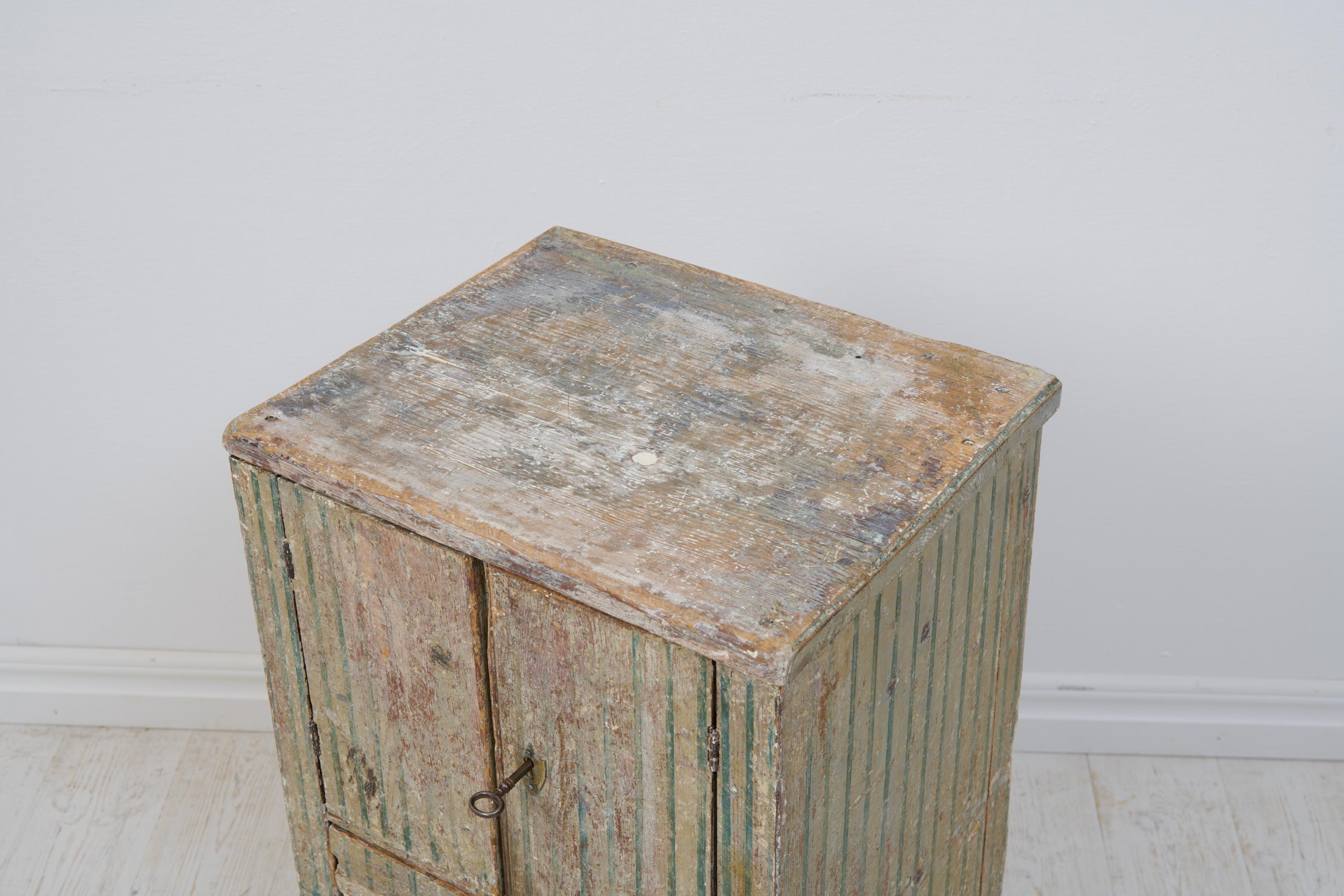 Rare Antique Genuine Swedish Gustavian Style Pine Painted Nightstand  For Sale 4