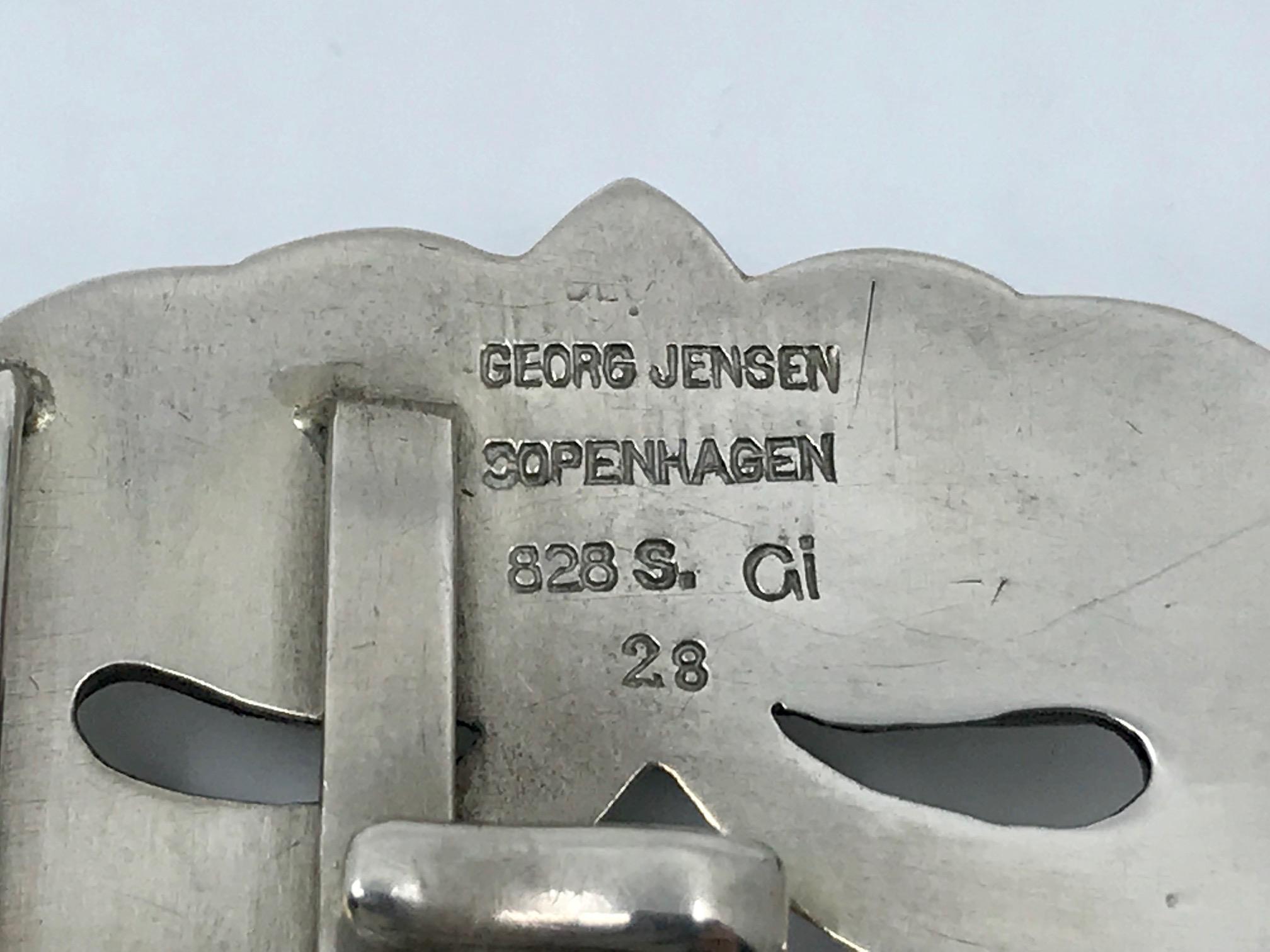 Women's or Men's Rare Antique Georg Jensen Belt Buckle #28 For Sale