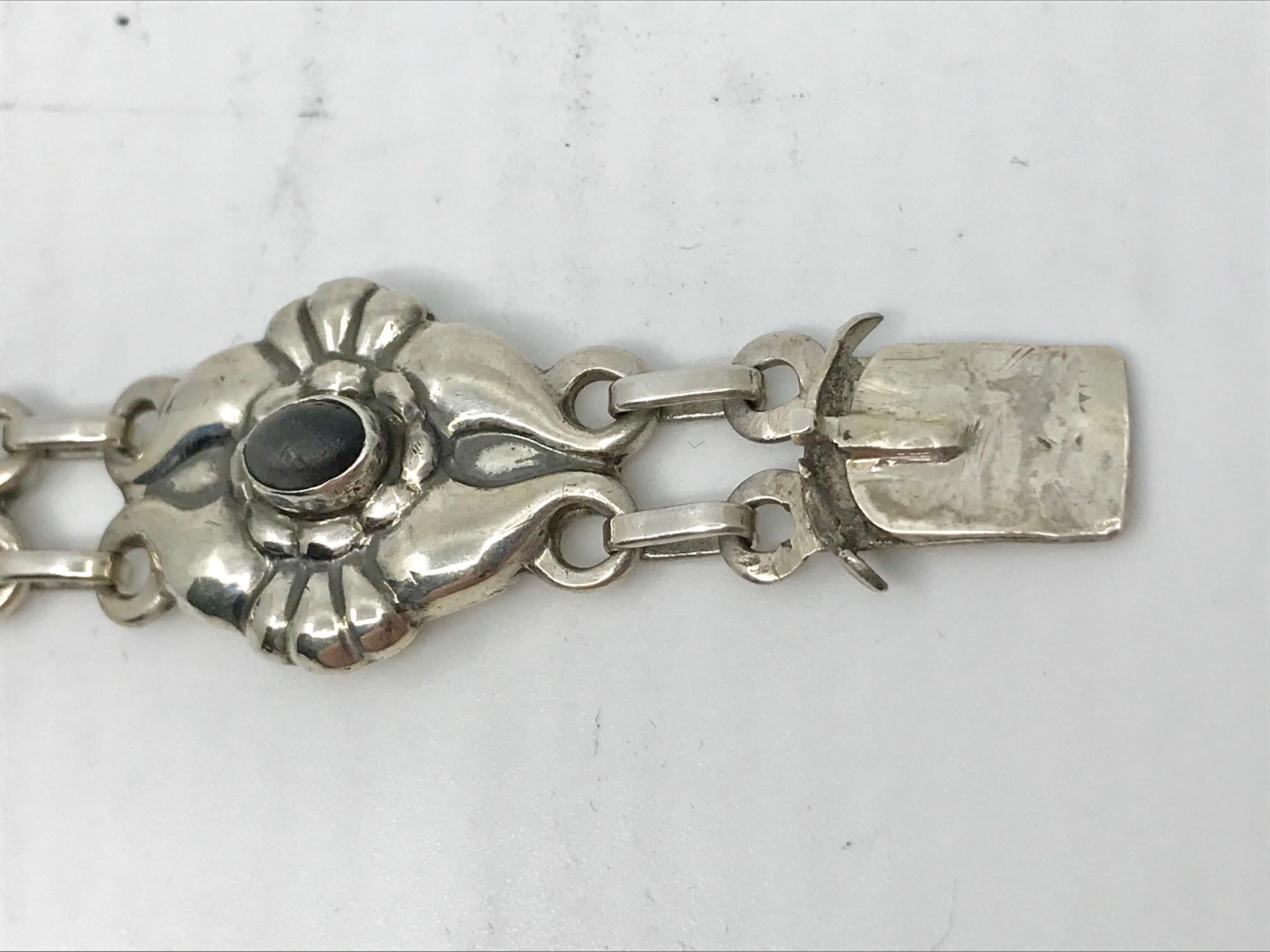 Oval Cut Rare Antique Georg Jensen Bracelet #4 Opal and Labradorites For Sale