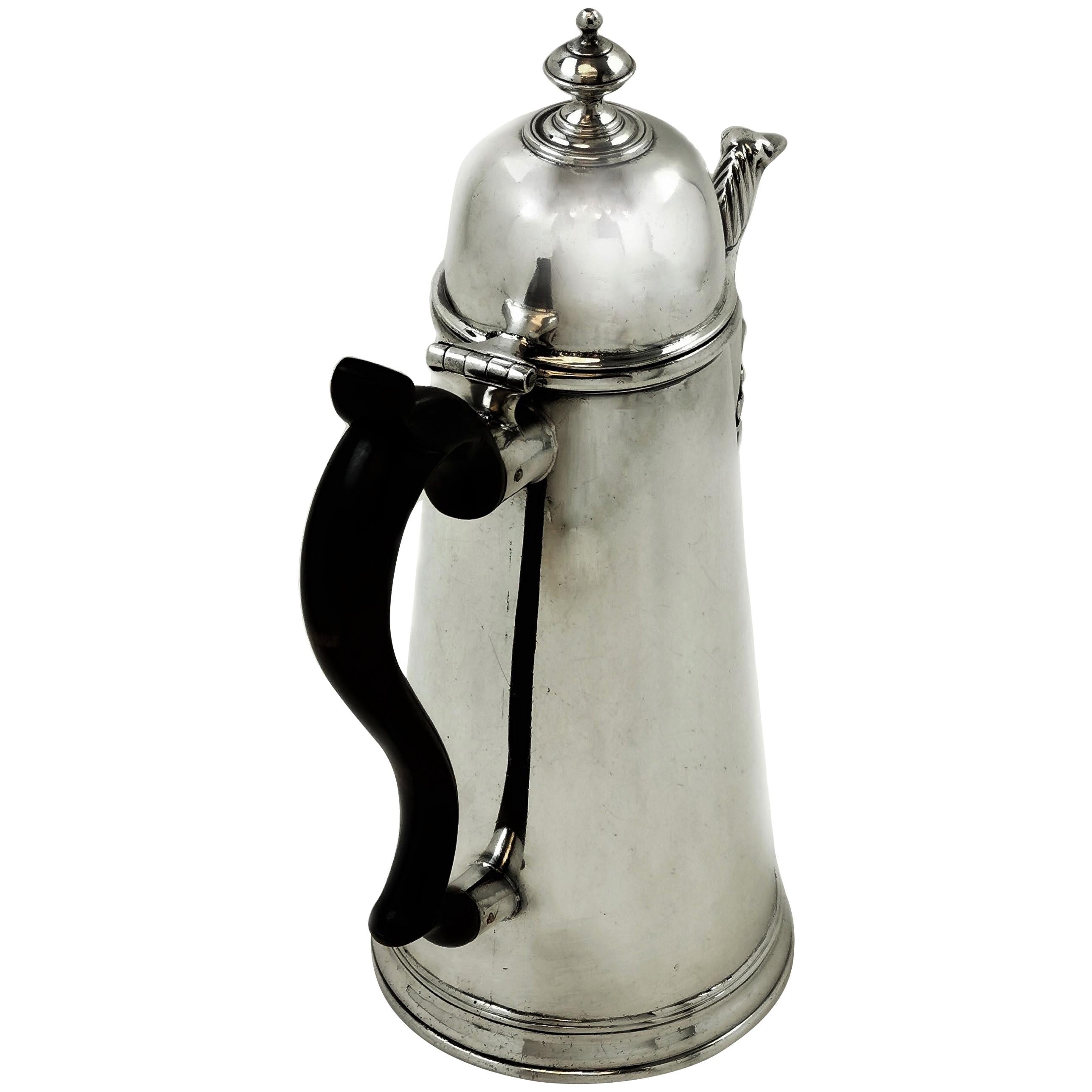Rare Antique George I Provincial Sterling Silver Coffee Pot Liverpool, 1725