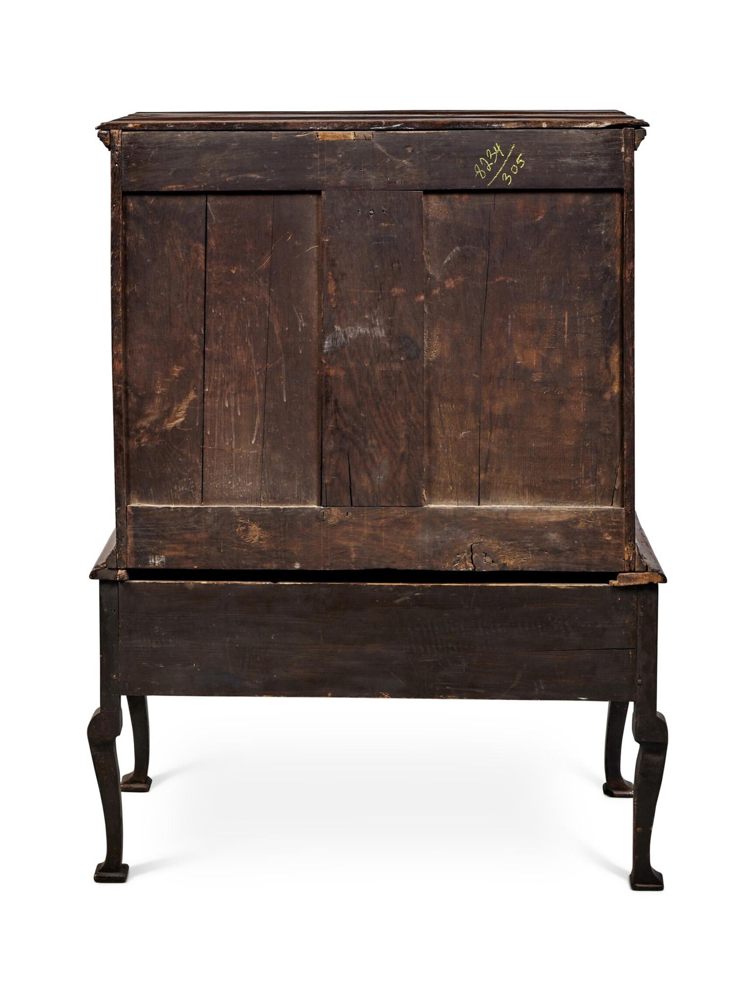 British Rare Antique George II Oak Chest on Stand  For Sale