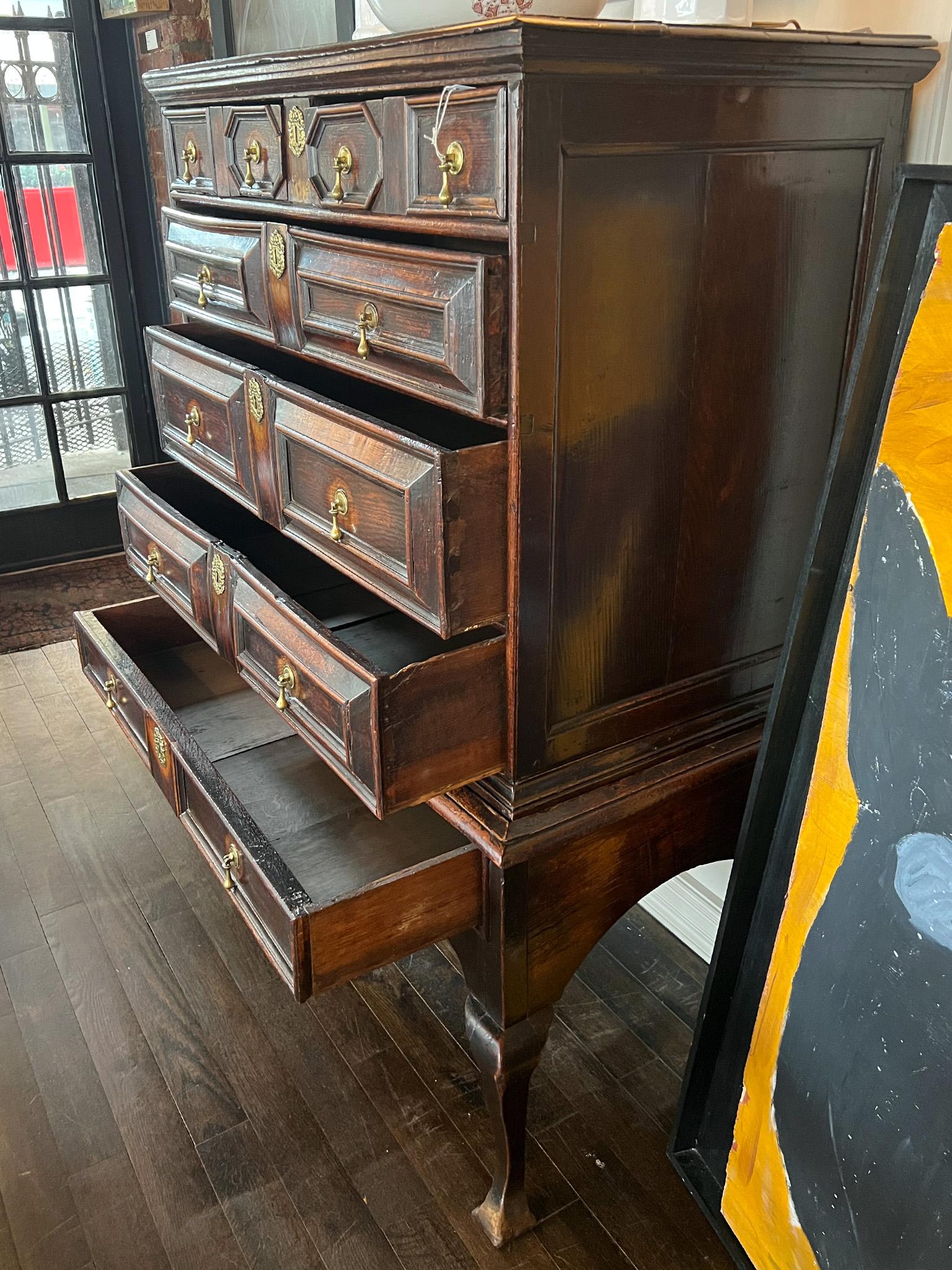 Rare Antique George II Oak Chest on Stand  For Sale 3