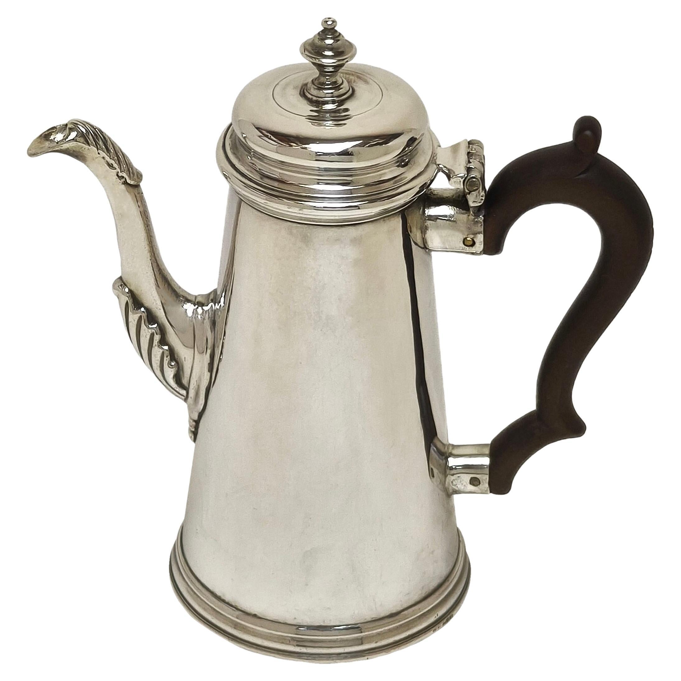 Rare Antique George II Sterling Silver Bachelor Coffee Pot 1736 18th Century