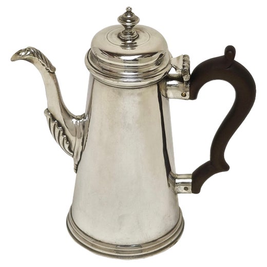 Rare Antique George II Sterling Silver Bachelor Coffee Pot 1736 18th Century
