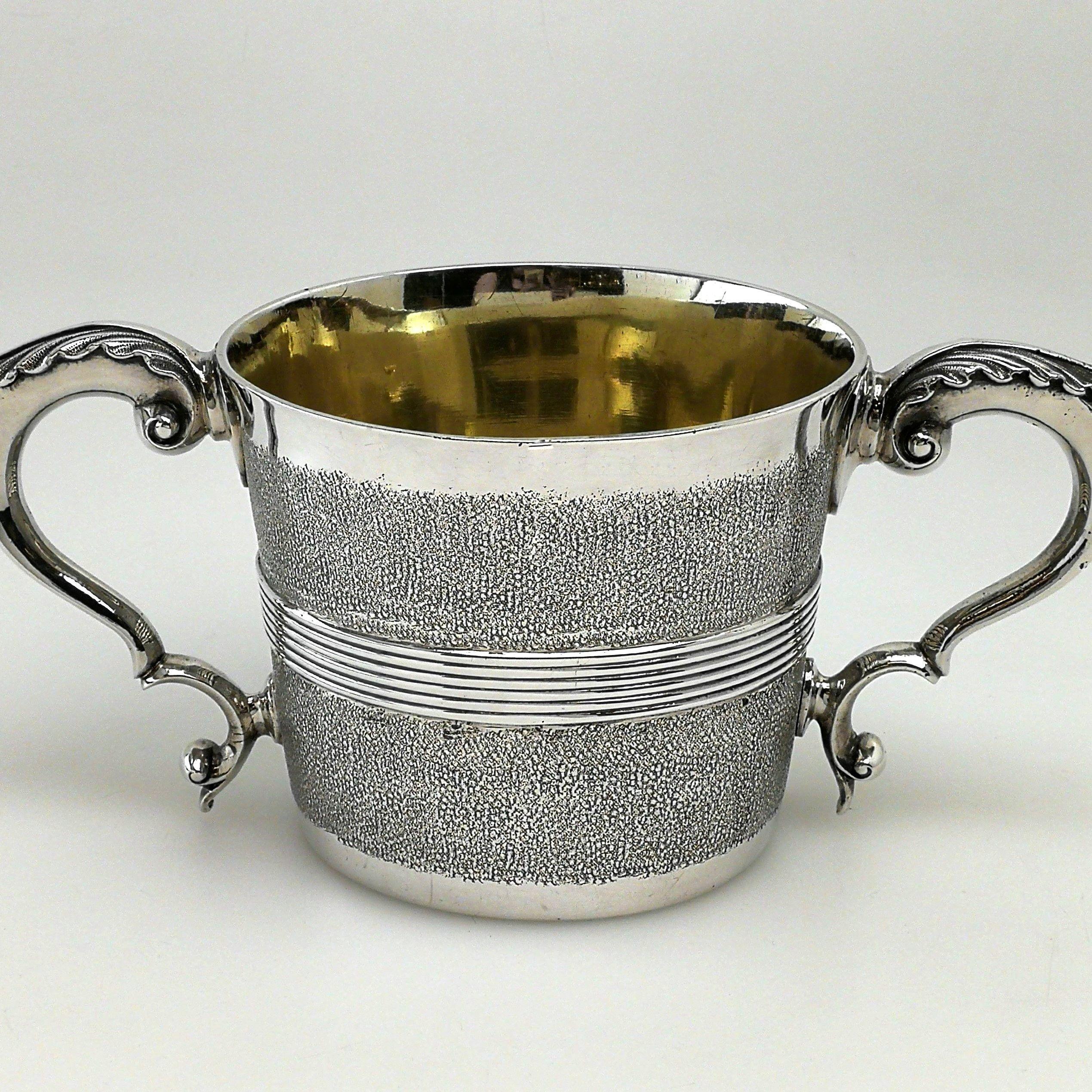 English Rare Antique George III Georgian Sterling Silver Cup Two Handled 1802 For Sale
