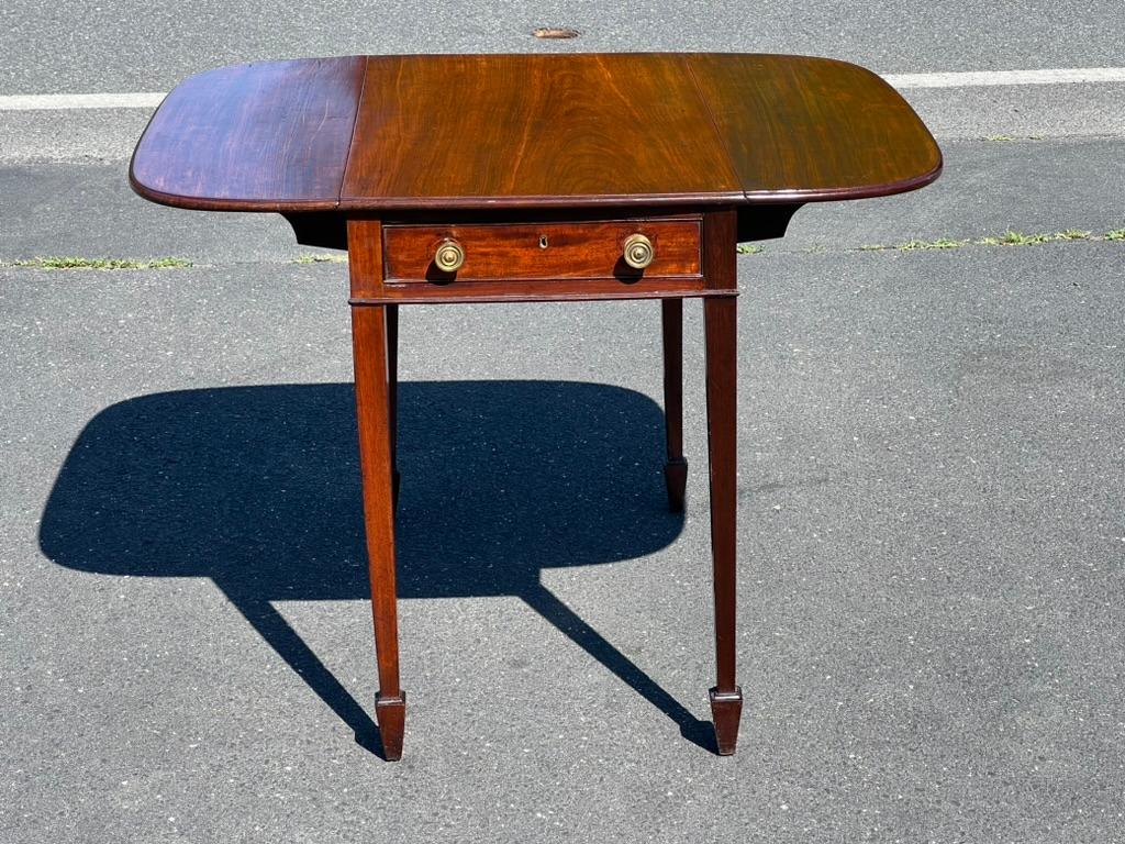 English Rare Antique George III Mahogany Drop Leaf Table with Spade Feet For Sale
