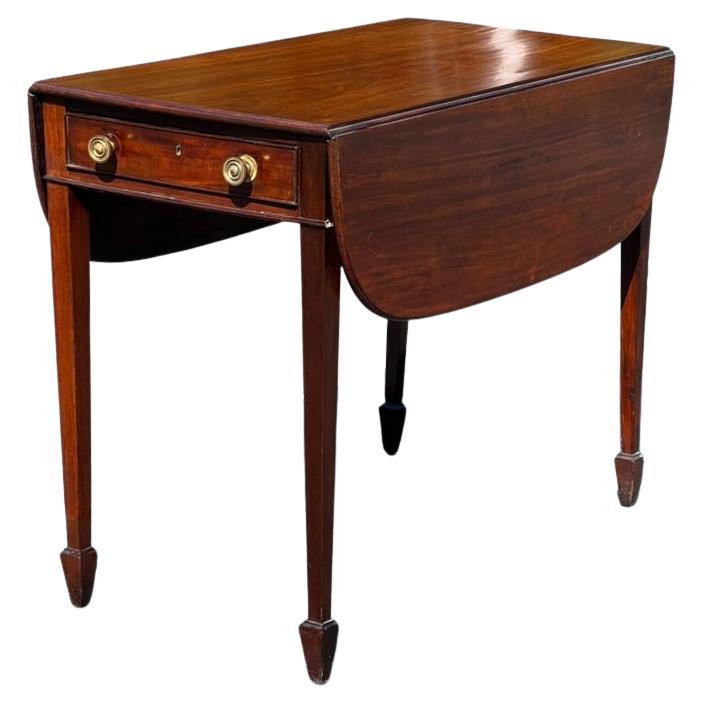Rare Antique George III Mahogany Drop Leaf Table with Spade Feet For Sale