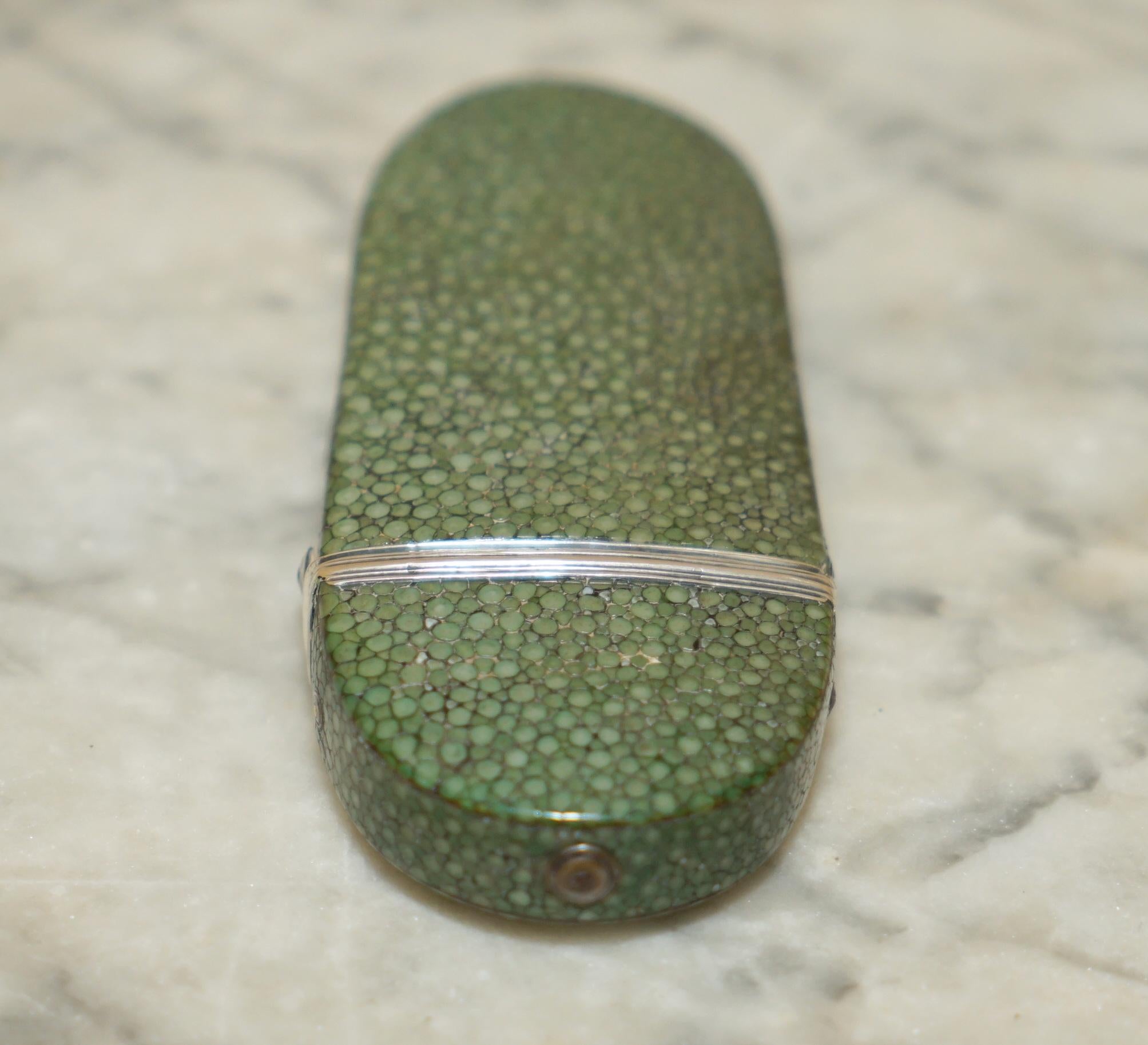 RARE ANTiQUE GEORGE III SHAGREEN GLASSES SPECTACLES CASE AND FOLDING GLASSES For Sale 5