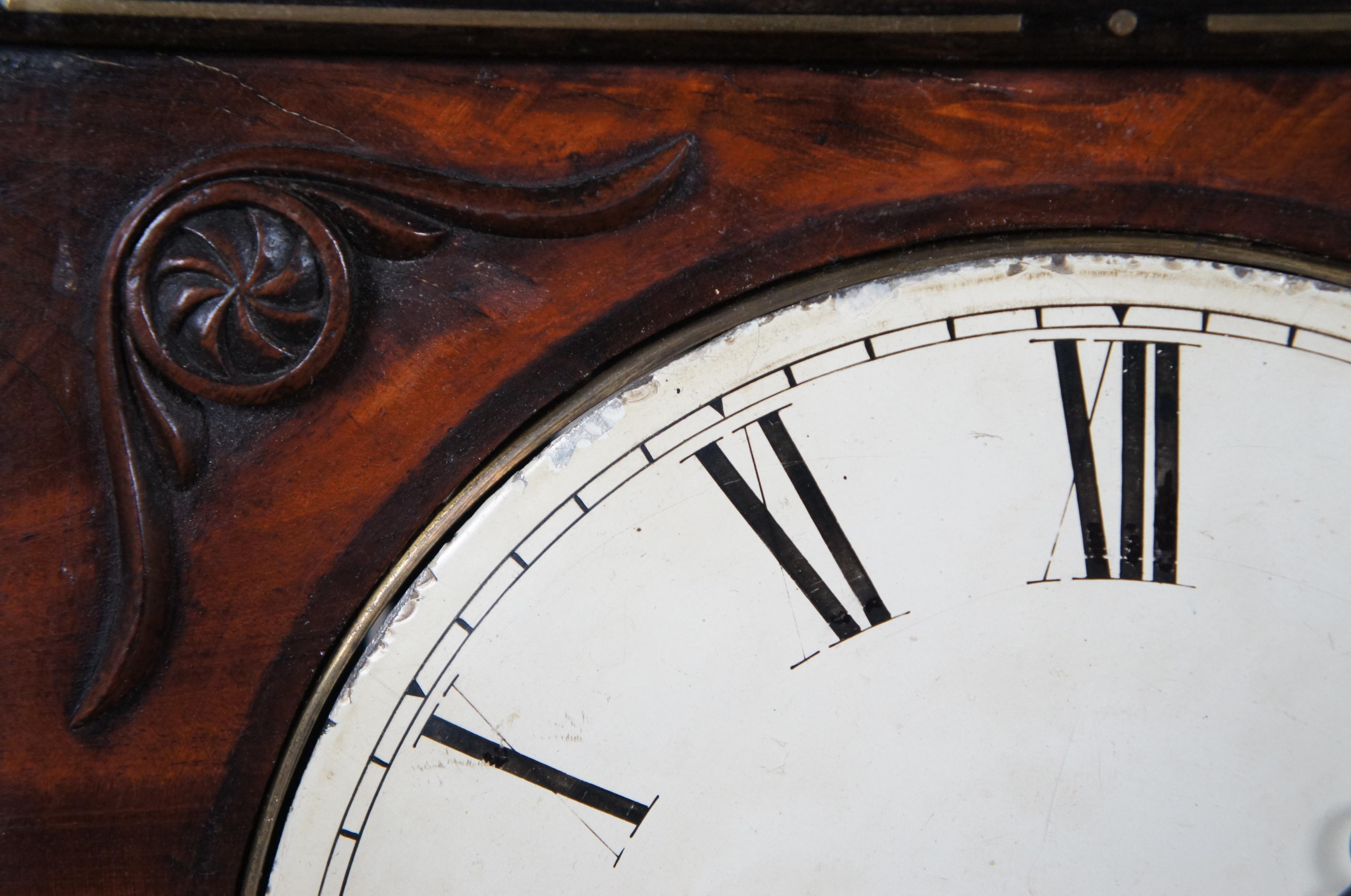 Rare Antique Georgian Flame Mahogany Twin Fusee Bracket Mantel Shelf Clock 16