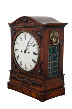 Rare Antique Georgian Flame Mahogany Twin Fusee Bracket Mantel Shelf Clock 16"