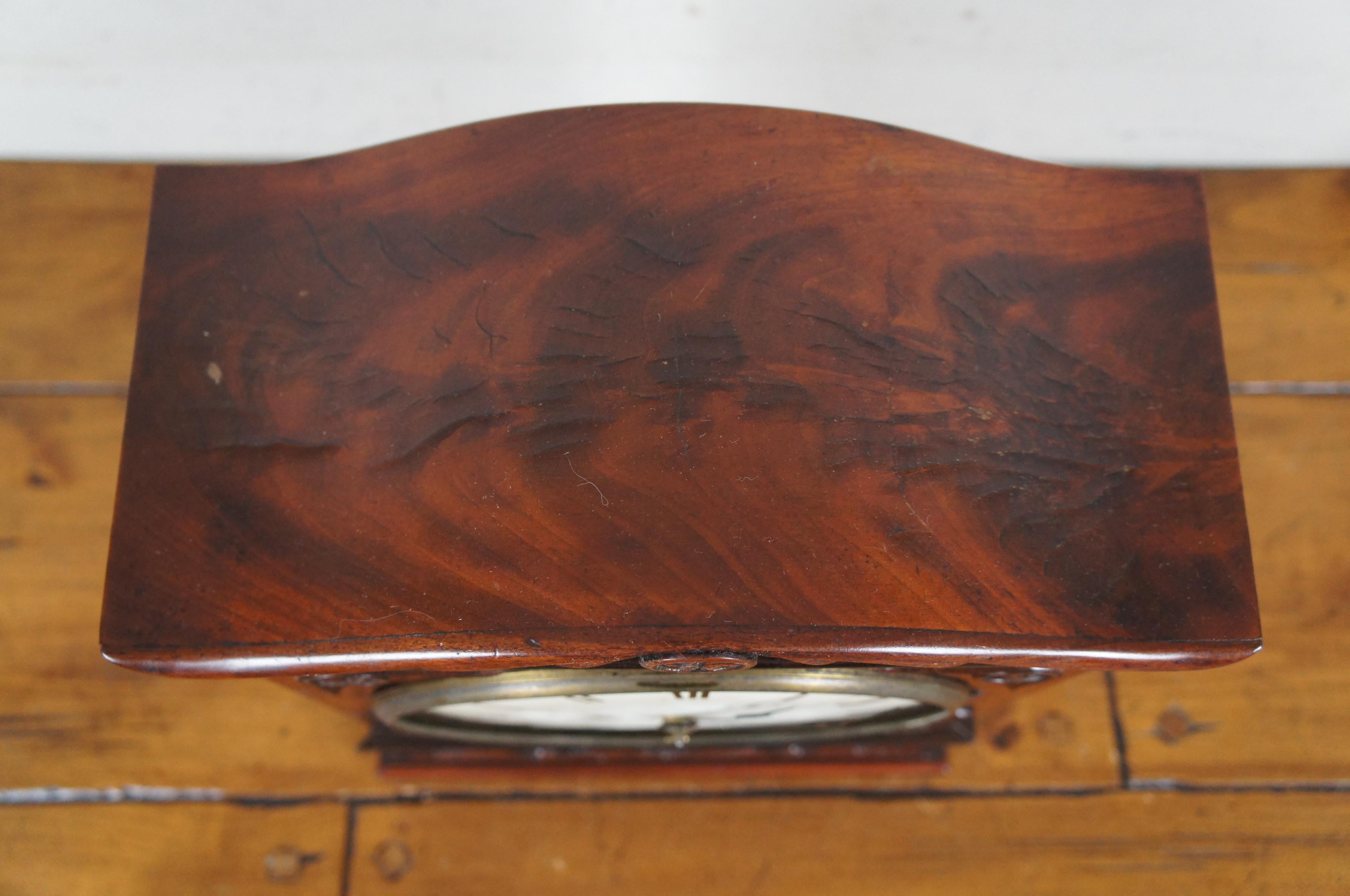 Rare Antique Georgian Flame Mahogany Twin Fusee Bracket Mantel Shelf Clock 16