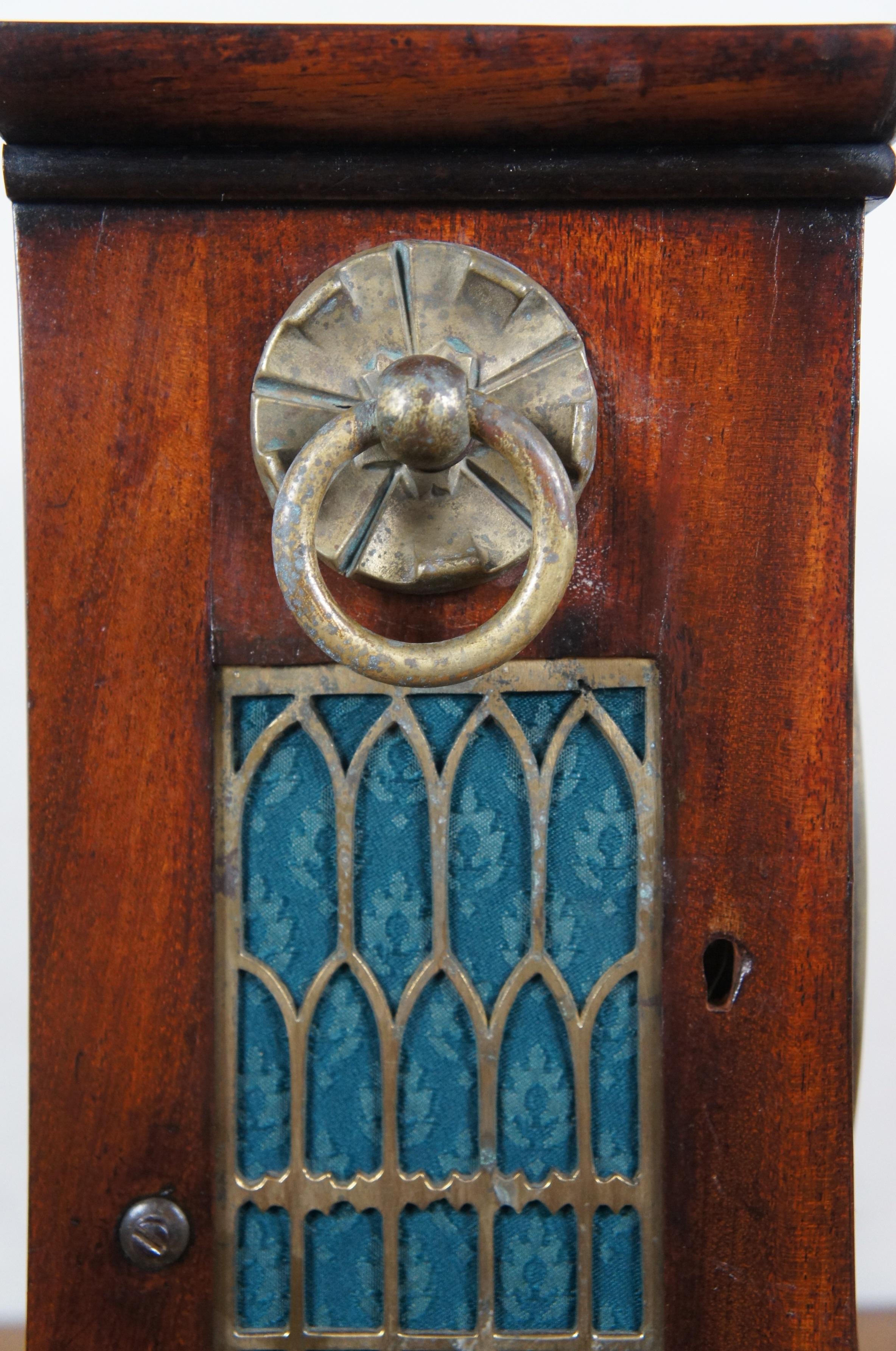 19th Century Rare Antique Georgian Flame Mahogany Twin Fusee Bracket Mantel Shelf Clock 16