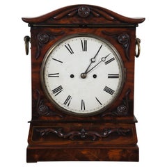 Rare Antique Georgian Flame Mahogany Twin Fusee Bracket Mantel Shelf Clock 16"