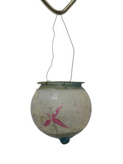 Rare Antique German Glass Candle Lantern Christmas Ornament, 1900s