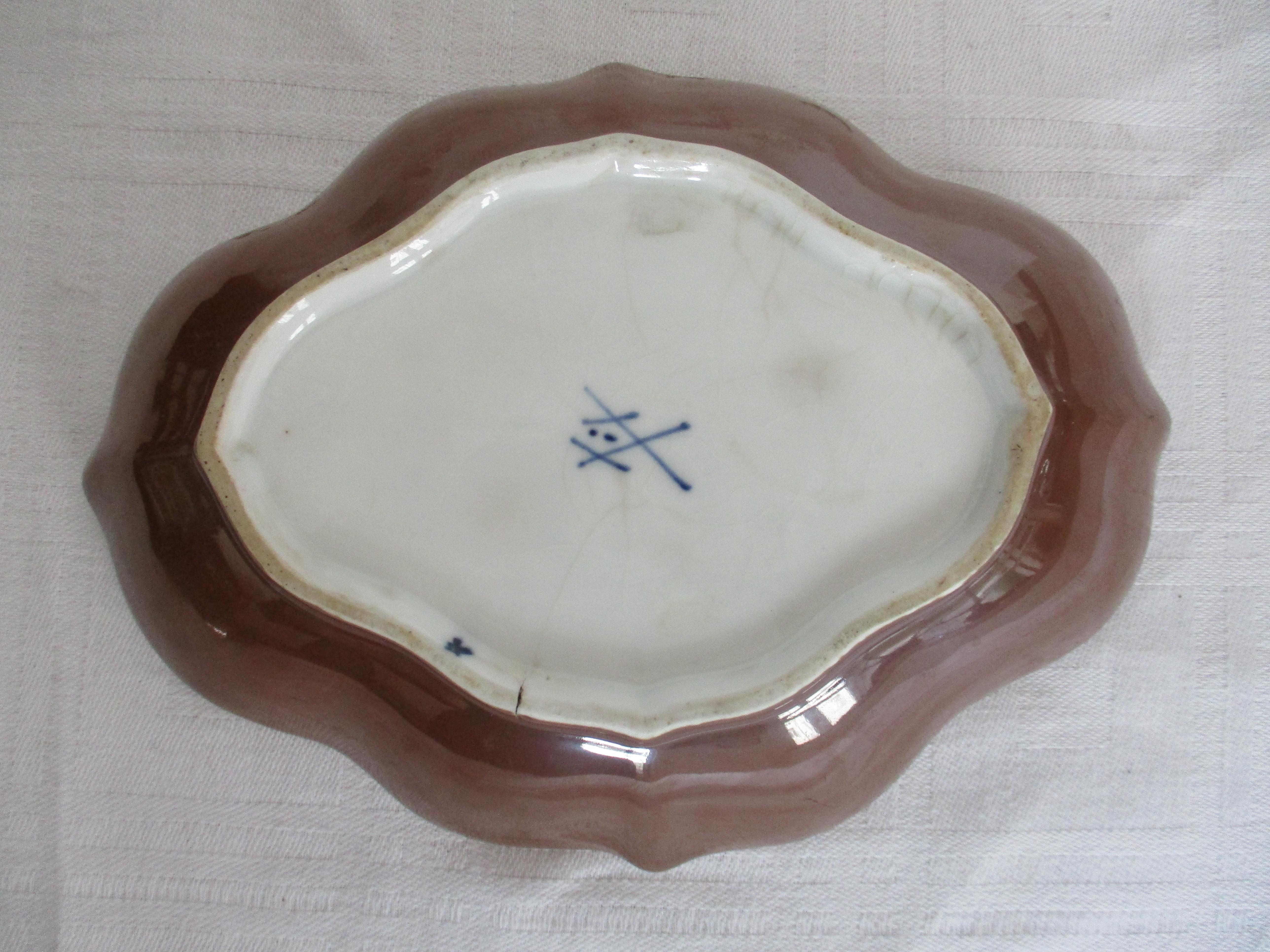 Hand-Painted Rare Antique German Meissen Porcelain Bowl  For Sale