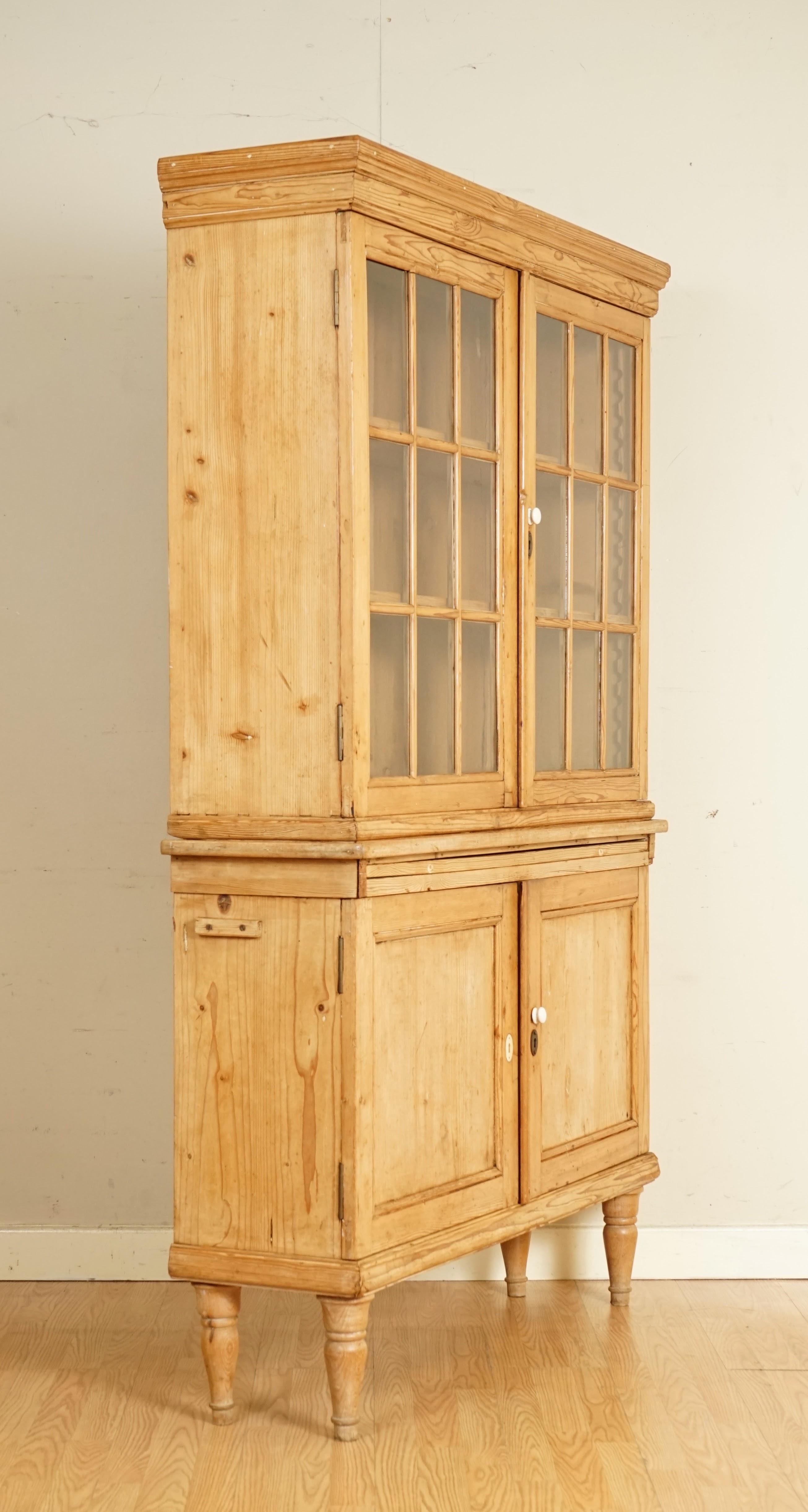 Rare Antique German Pine Kitchen Cabinet with Adjustable Shelves 3