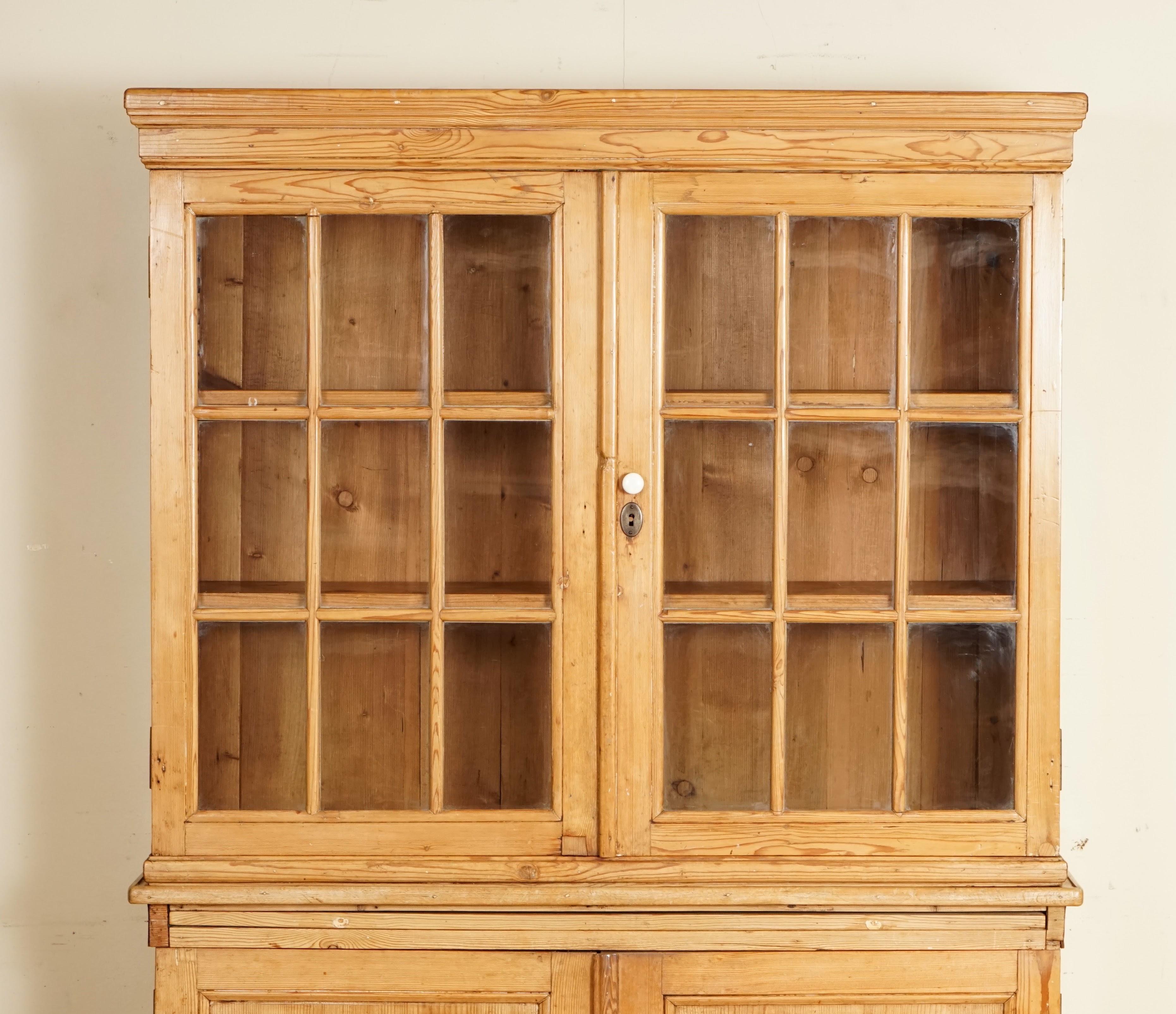 British Rare Antique German Pine Kitchen Cabinet with Adjustable Shelves