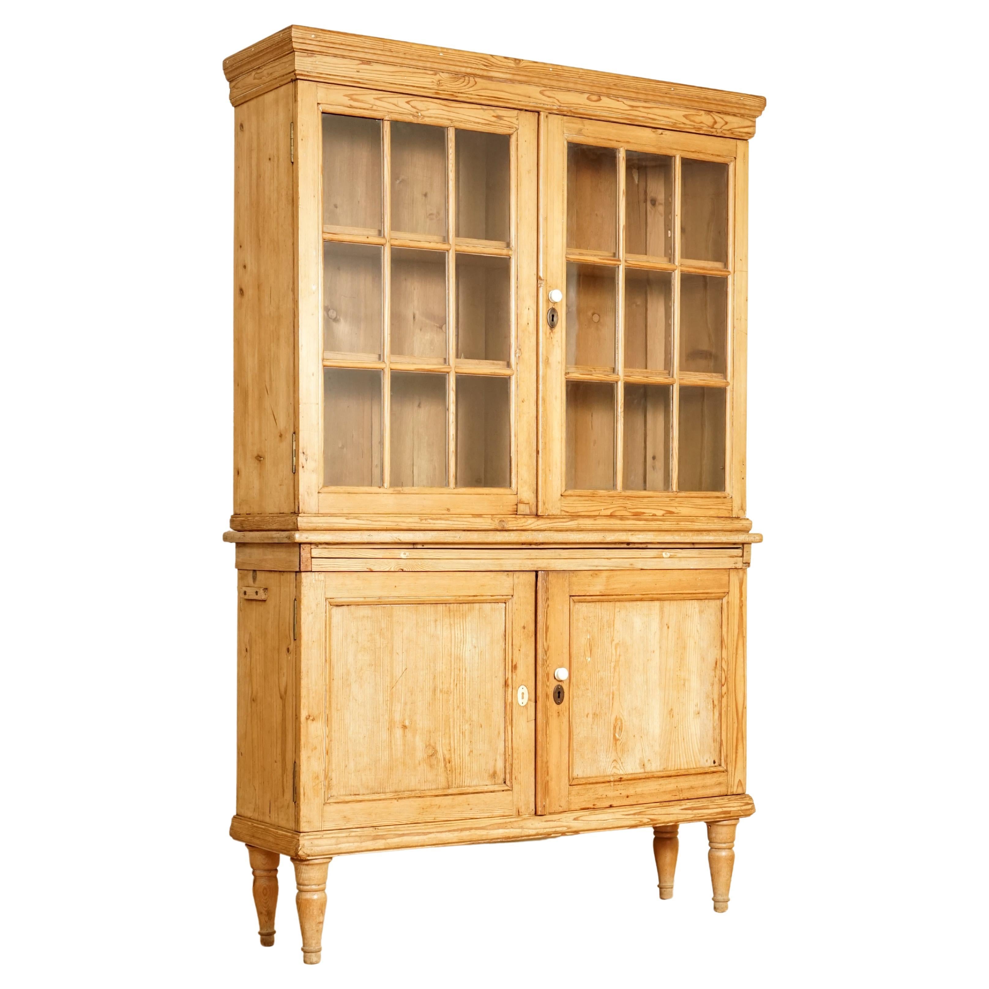 Rare Antique German Pine Kitchen Cabinet with Adjustable Shelves