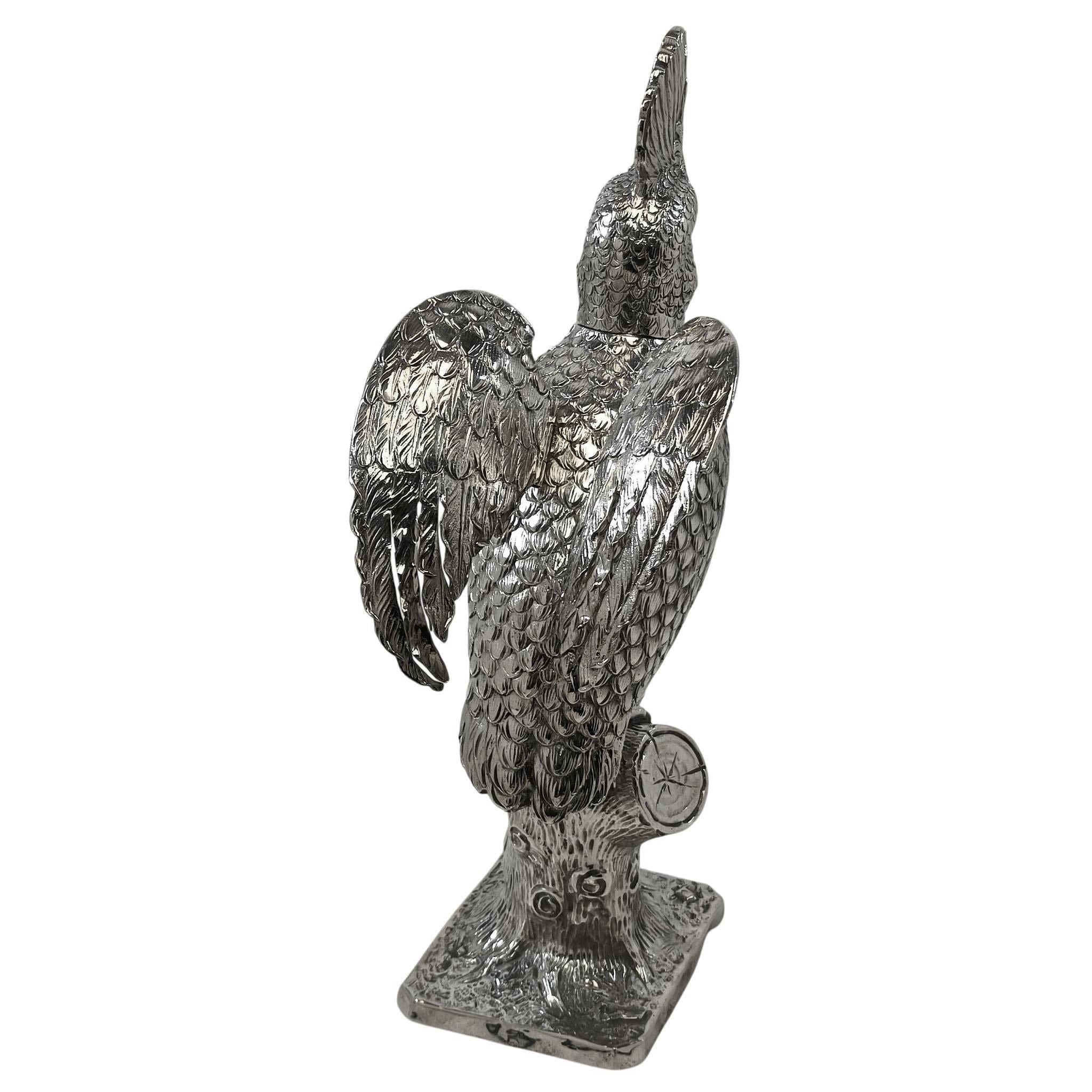 Argento Raro esemplare antico di uccello cacatua in argento massiccio tedesco del 1890 ca. in vendita