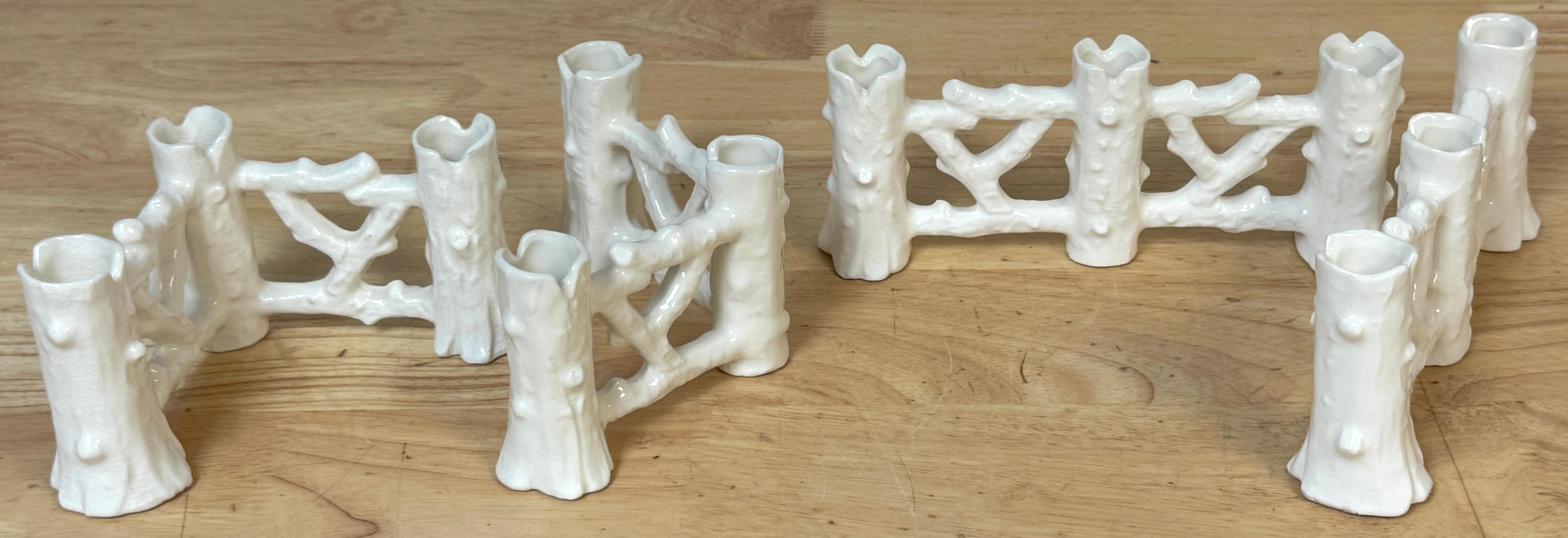 Raro centrotavola modulare antico tedesco in finto bois a 5 pezzi con vaso e candele in vendita 3