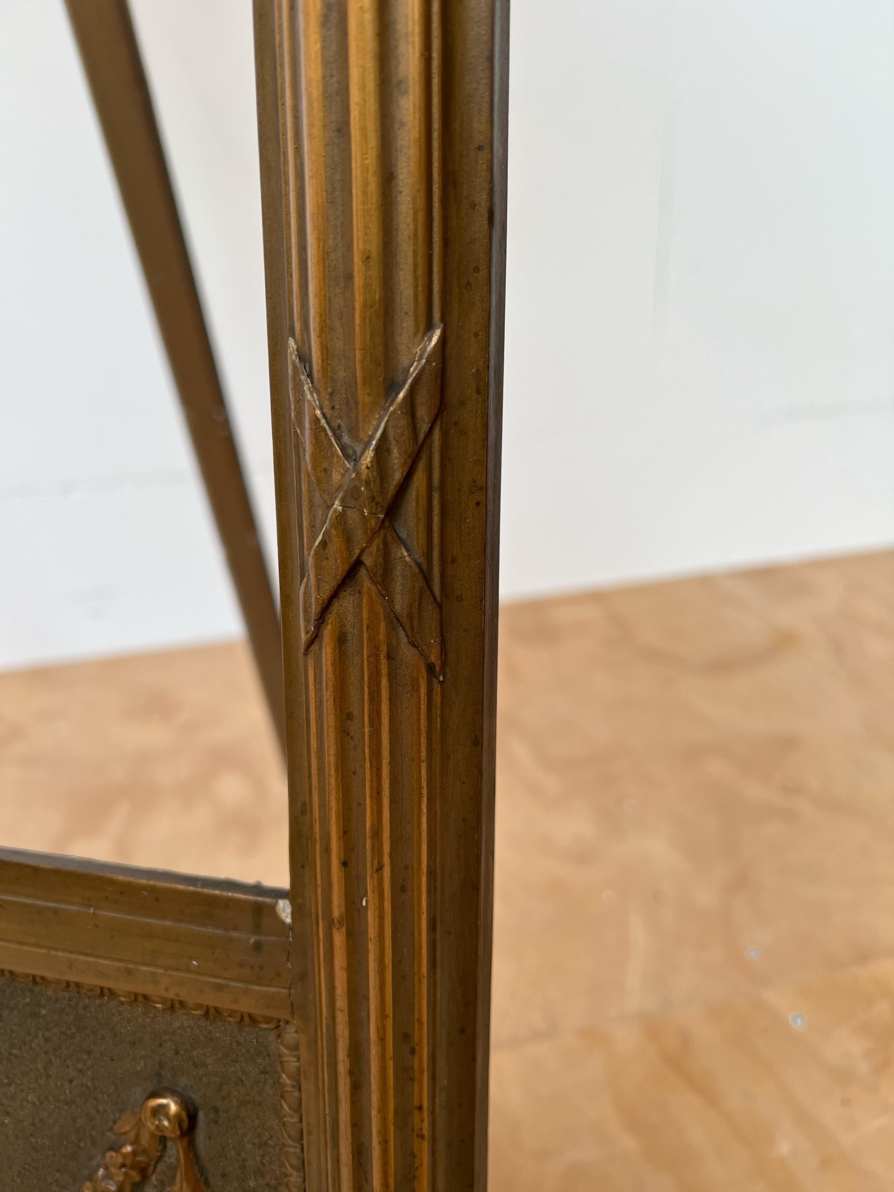 Rare Antique Gilt Wooden Mirror or Picture Floor Easel / Display Stand, 1900s For Sale 7