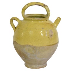 Rare Antique Glazed Ceramic Water Cruche, France Circa 1850-1900