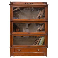 Rare Antique Globe Wernicke "Elastic" Barrister's Three Tier Sectional Bookcase