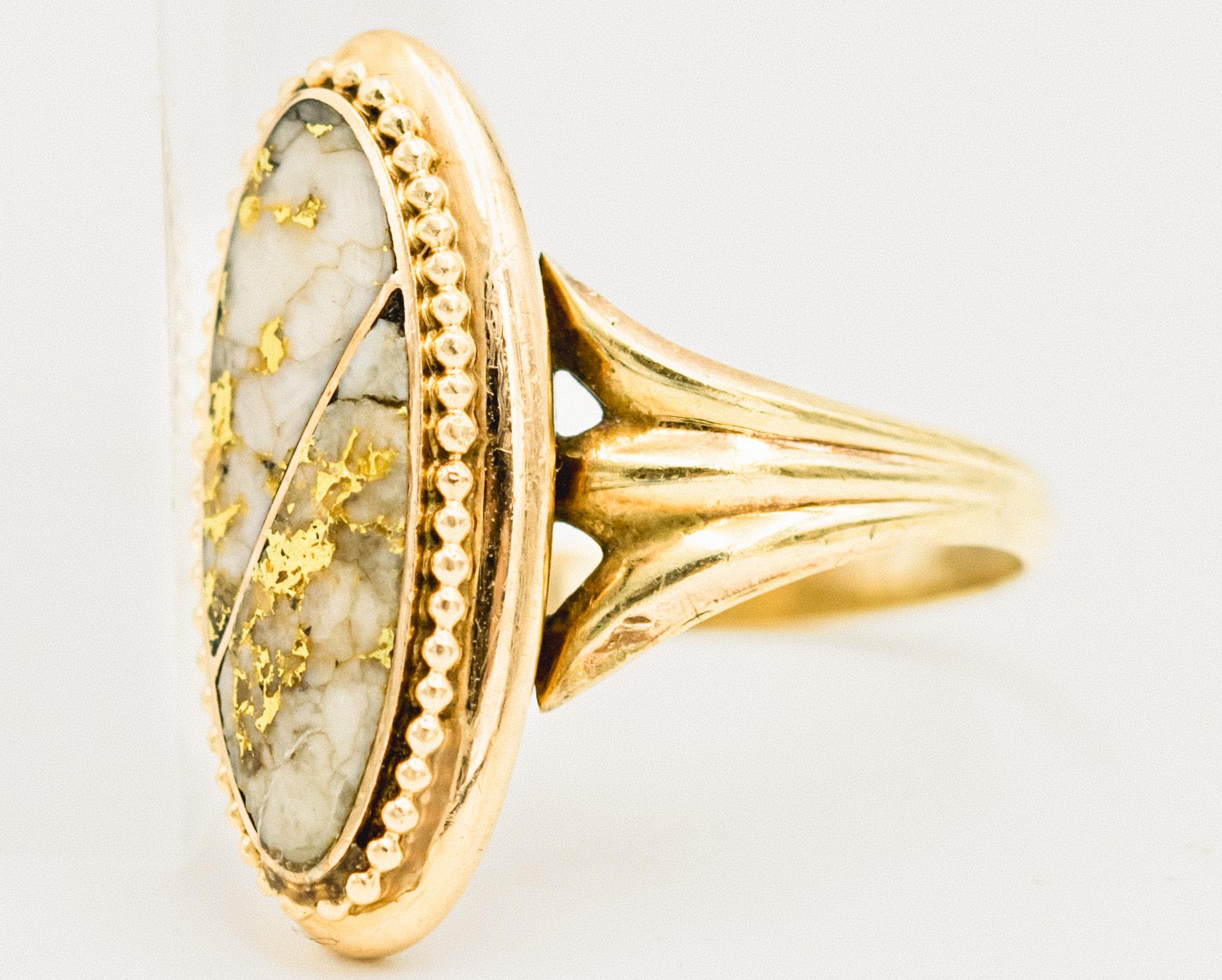 Cabochon Rare Antique Gold Quartz Gold Ring For Sale