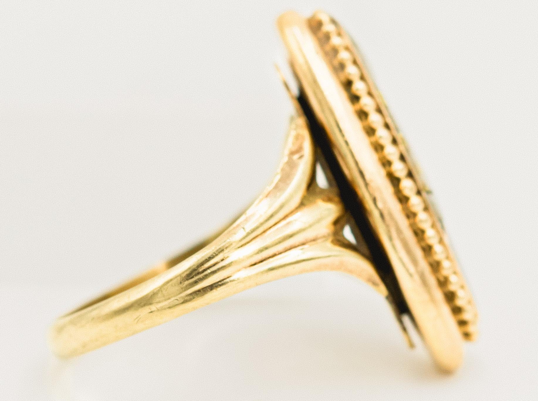 Rare Antique Gold Quartz Gold Ring In Good Condition For Sale In Miami Beach, FL