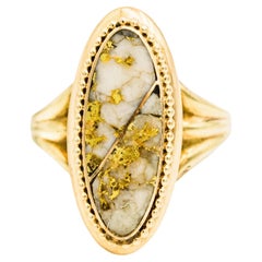 Raro anello d'oro antico al quarzo