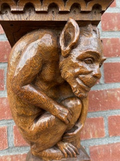 Rare Antique Gothic Revival Grotesque / Chimera Sculpture Wall Bracket or Shelf