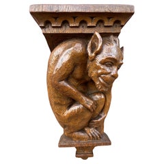 Rare Antique Gothic Revival Grotesque / Chimera Sculpture Wall Bracket or Shelf