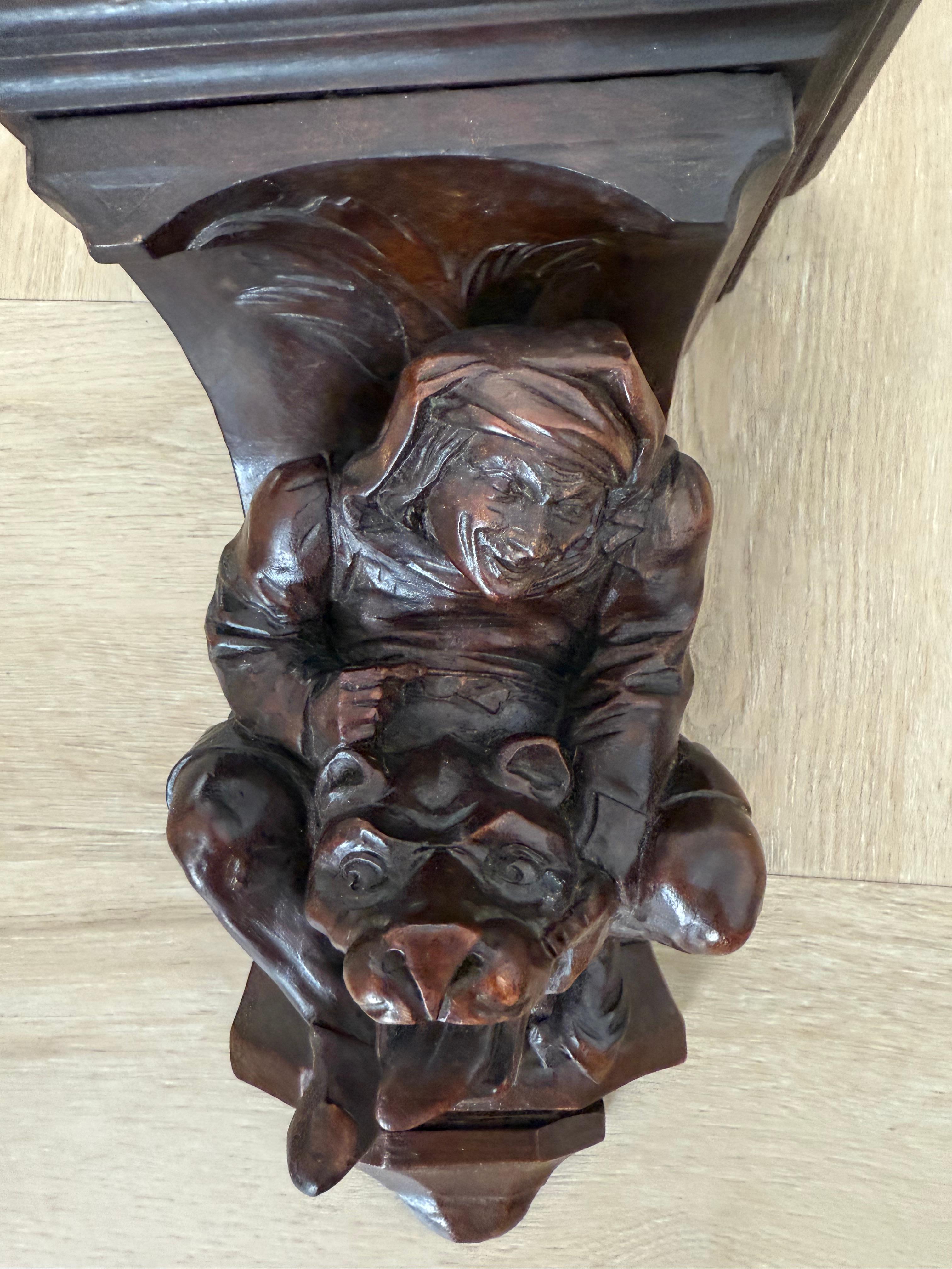 Rare Antique Gothic Revival Medieval / Chimera Sculpture Wall Bracket or Shelf For Sale 5