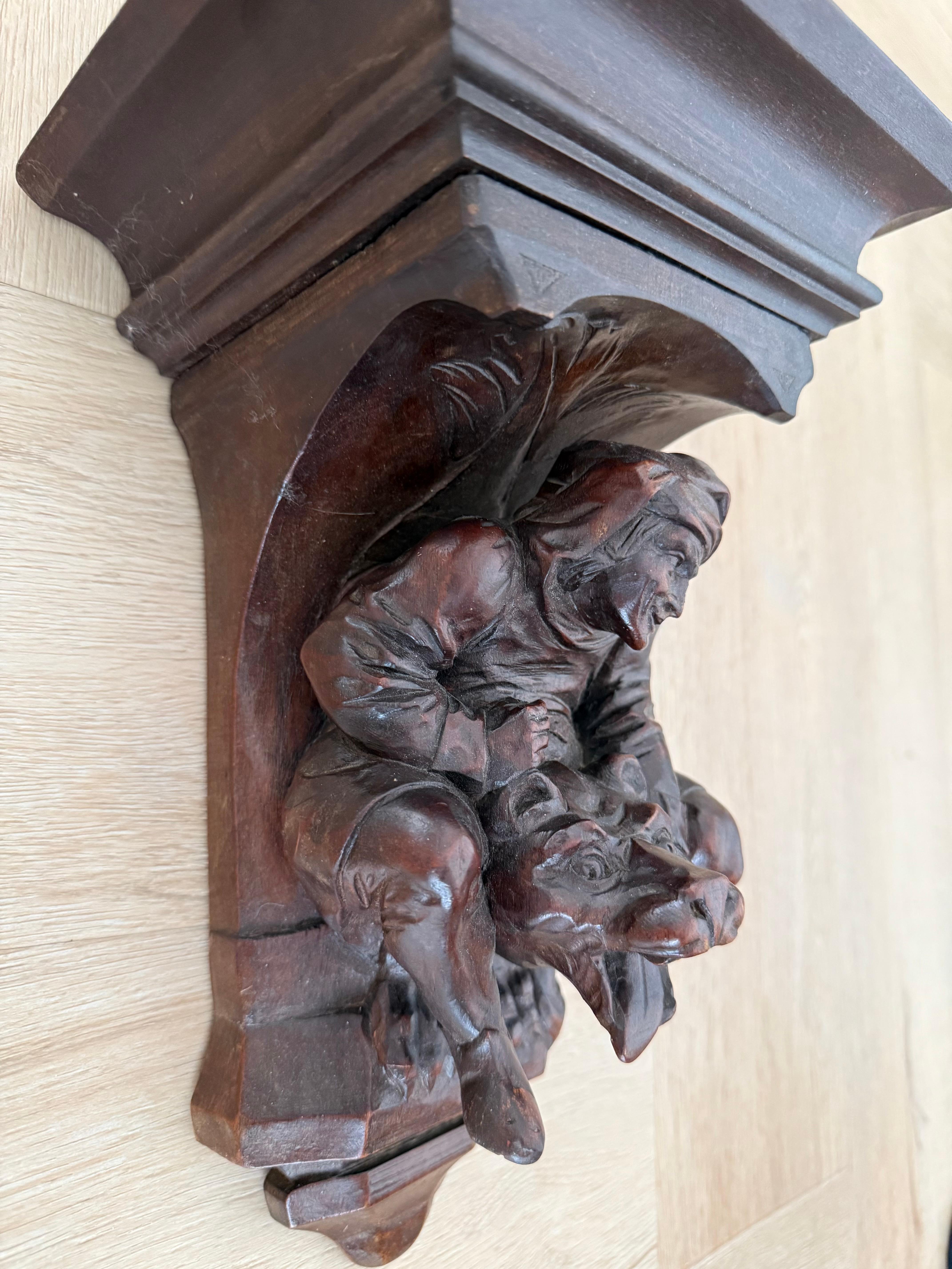 Rare Antique Gothic Revival Medieval / Chimera Sculpture Wall Bracket or Shelf For Sale 10