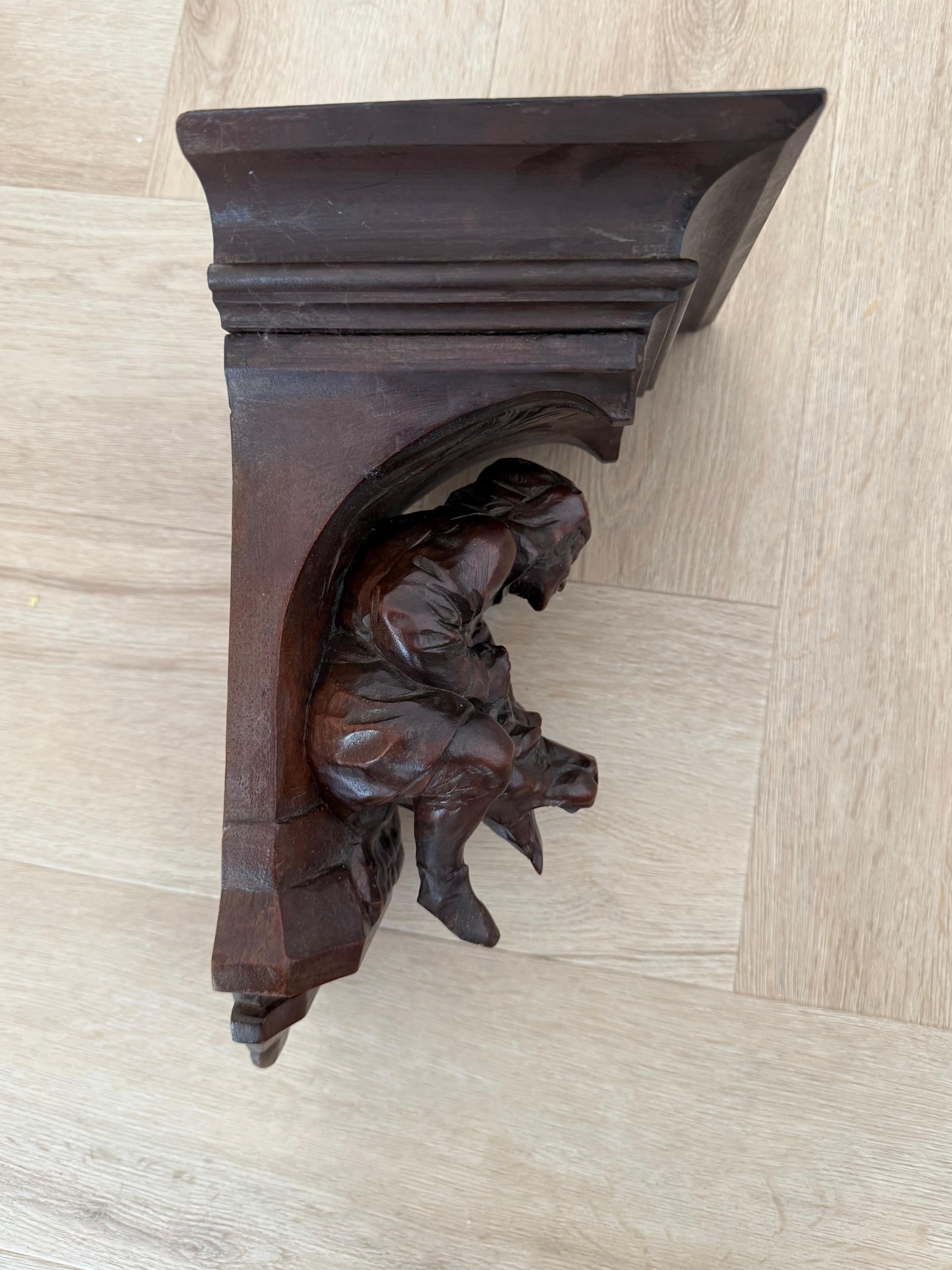 Rare Antique Gothic Revival Medieval / Chimera Sculpture Wall Bracket or Shelf For Sale 12