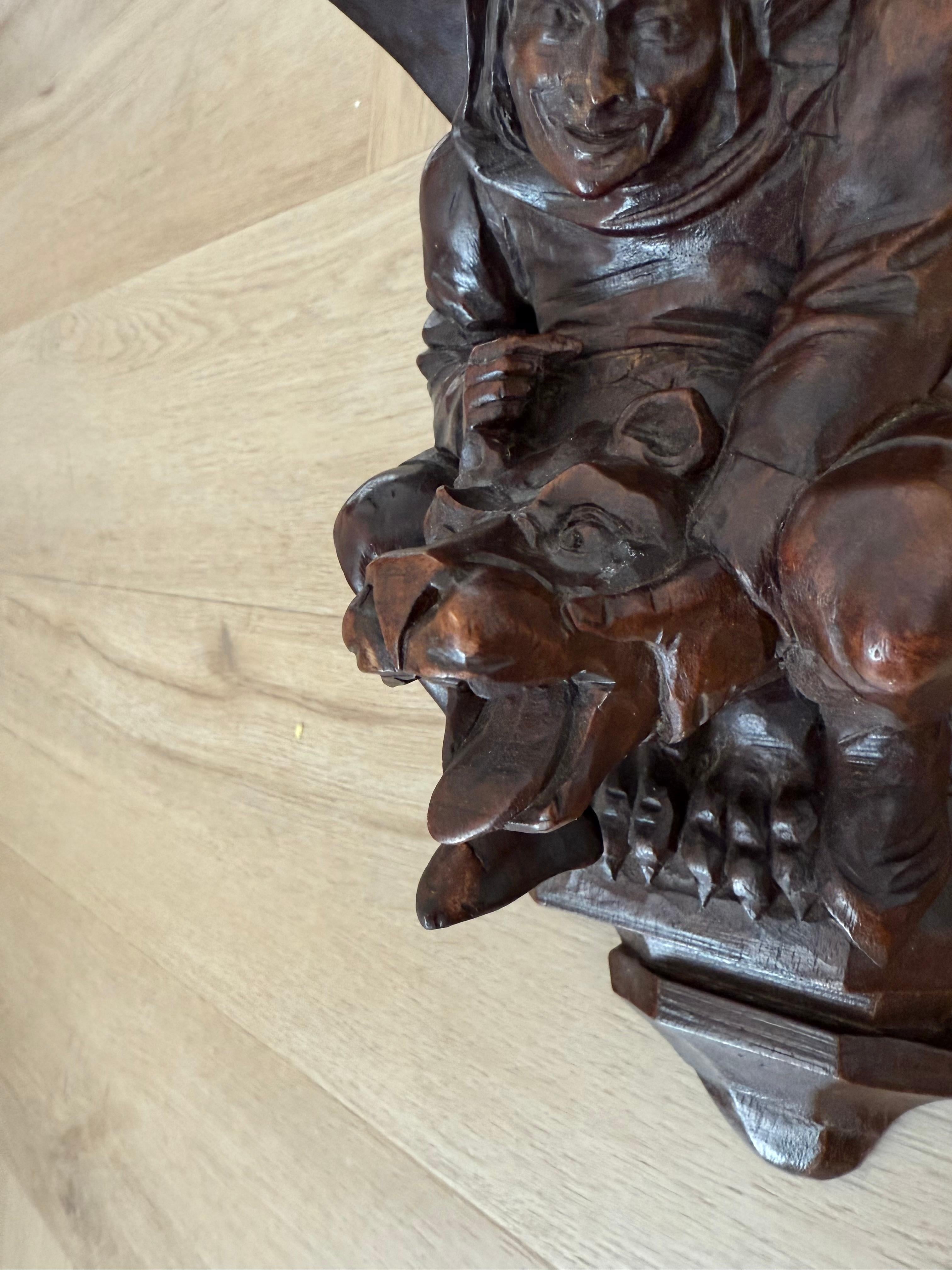 19th Century Rare Antique Gothic Revival Medieval / Chimera Sculpture Wall Bracket or Shelf For Sale