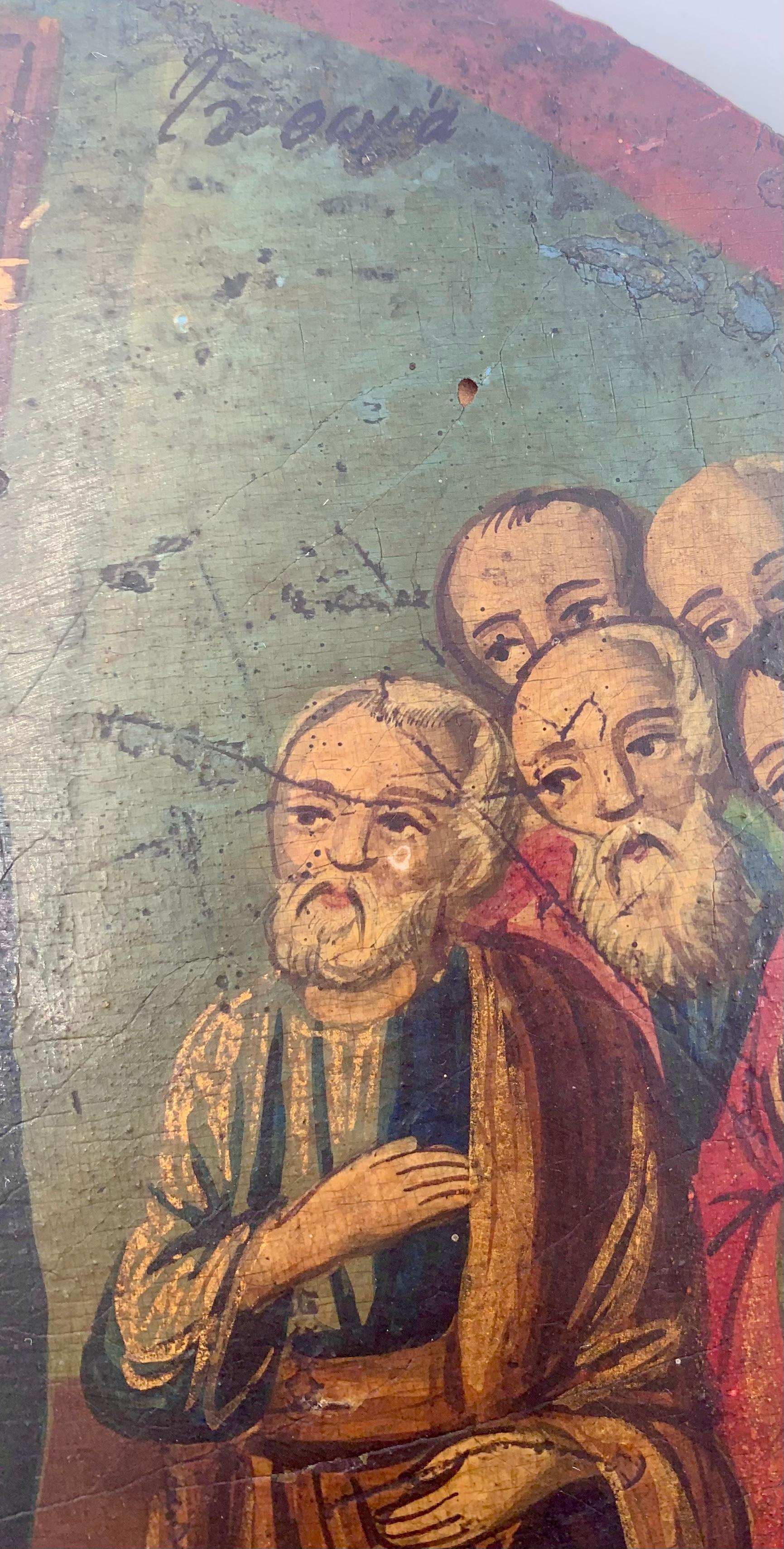 Rare Antique Greek Orthodox Touching of Thomas Rondel Icon, 18th-19th Century In Good Condition For Sale In New York, NY