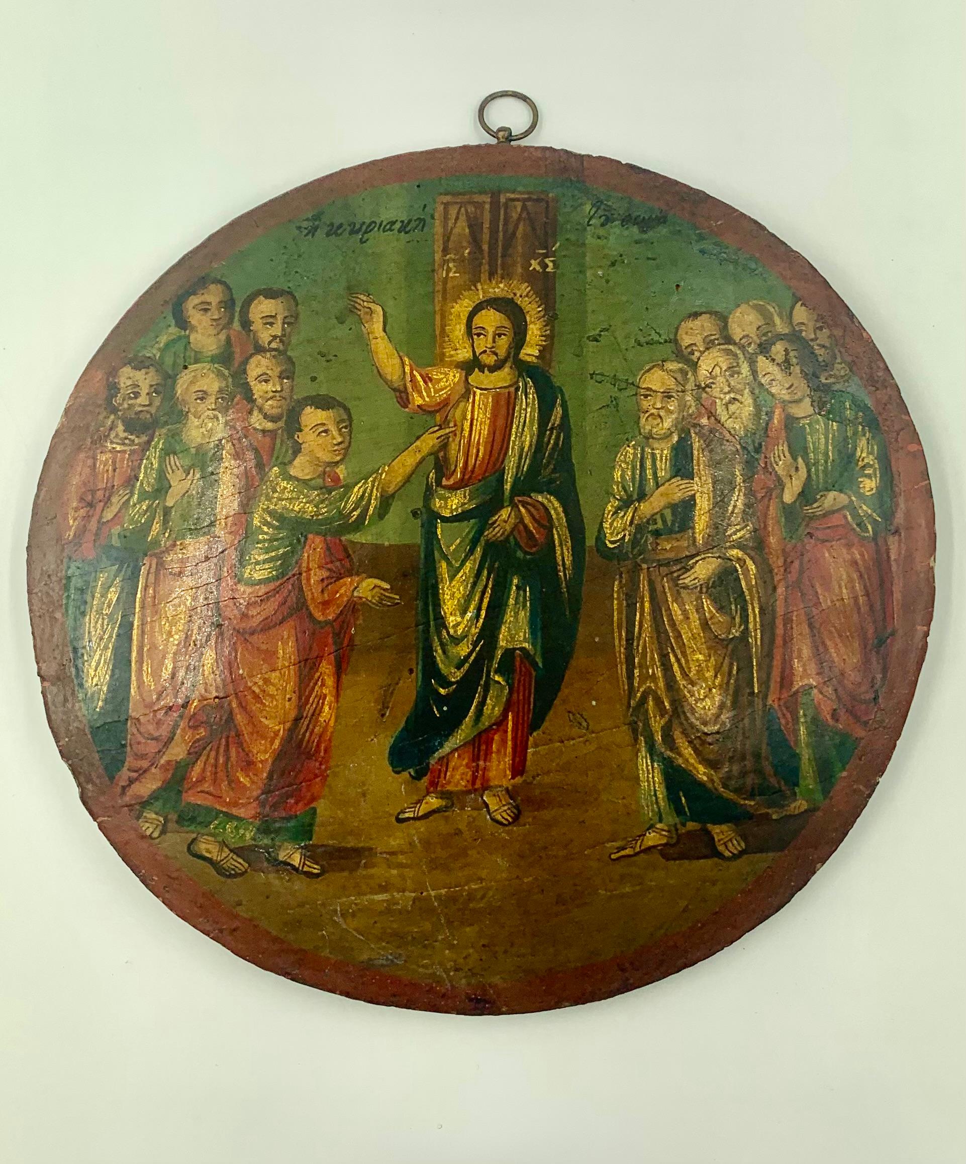 Rare Antique Greek Orthodox Touching of Thomas Rondel Icon, 18th-19th Century For Sale 2