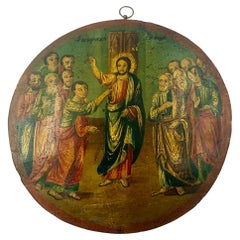 Rare toucher orthodoxe grec ancien de l'icône de Thomas Rondel, 18e-19e siècle