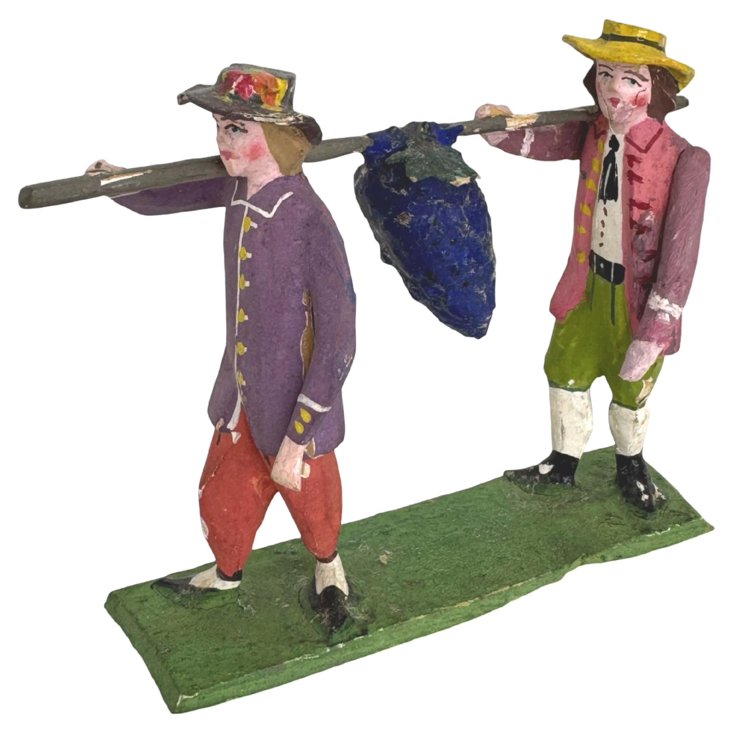 Rare Antique Grulich Christmas Nativity Figure, late 19th Century Folk Art