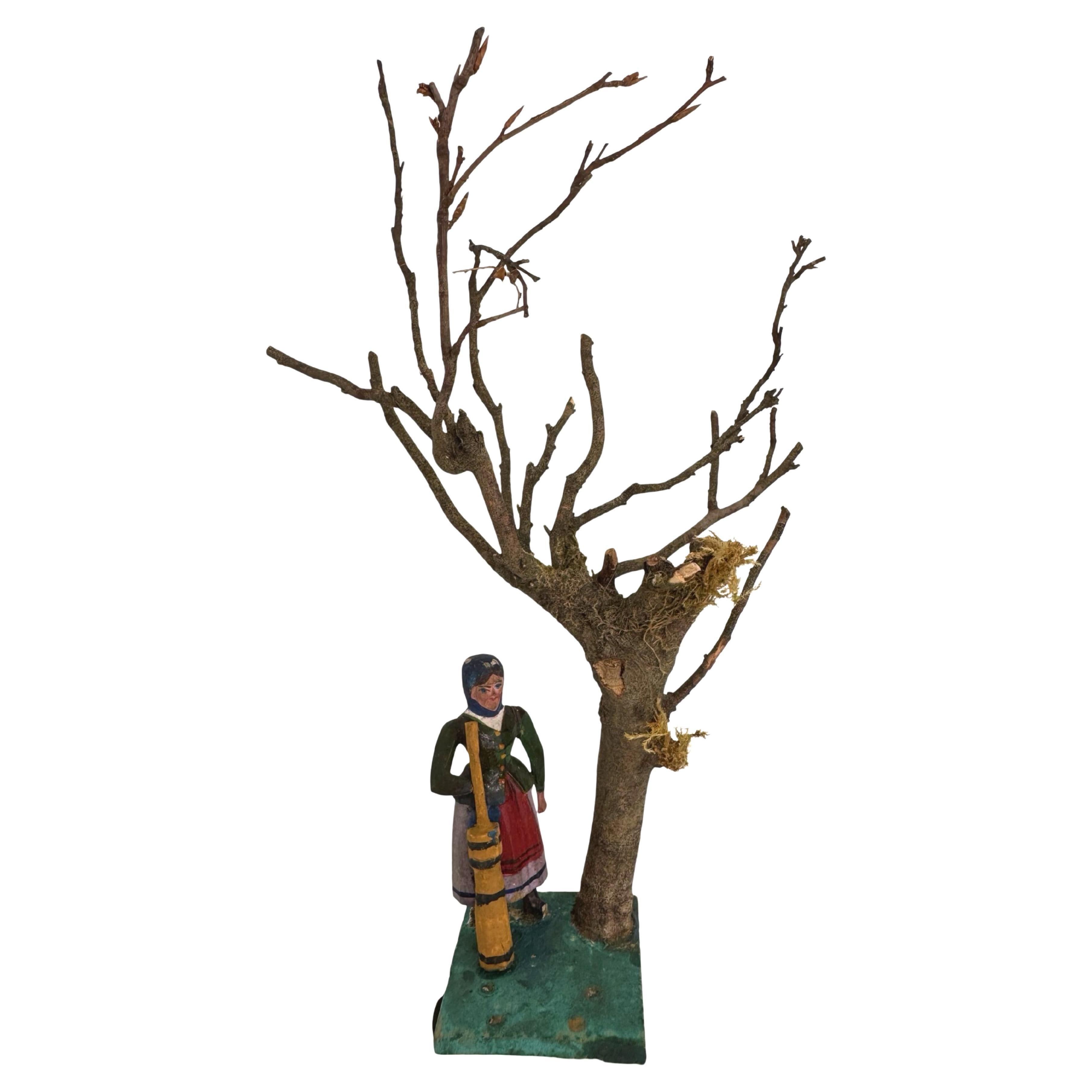 Rare Antique Grulich Christmas Nativity Figure, late 19th Century Folk Art