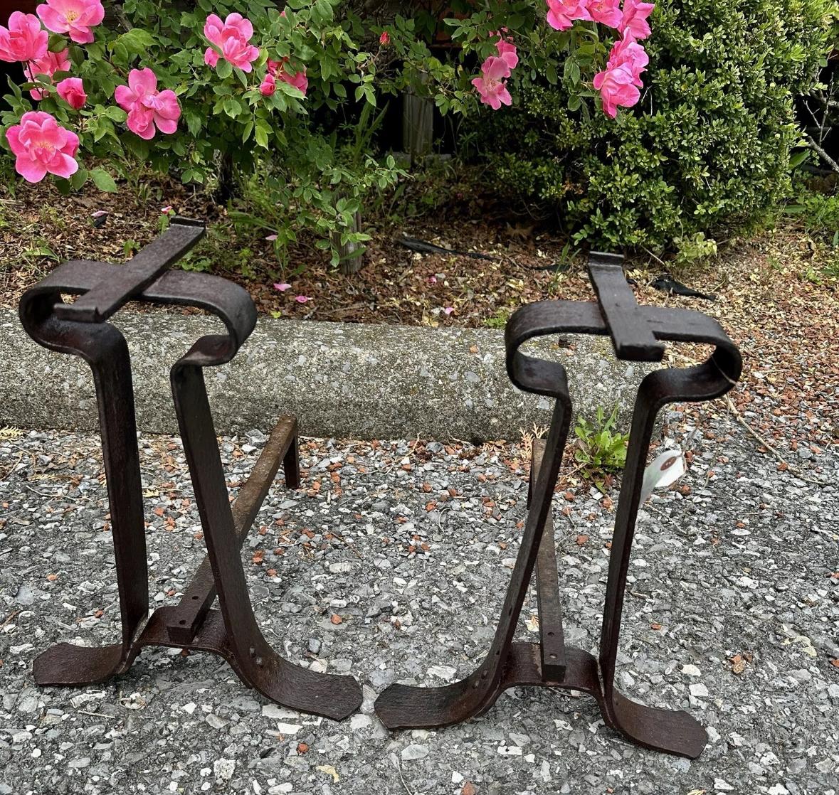 Rare Antique Gustav Stickley Andirons (Model 238) -  W3063 For Sale 9