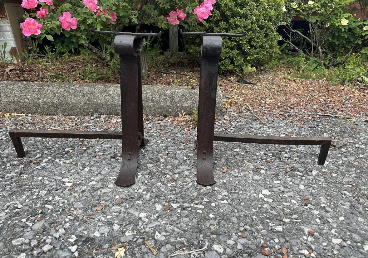 This is a set of Rare, Antique Andirons from early 1900s, Gustav Stickley Andirons. Model #238 (from the Gustav Stickley catalog). Marked “S. 2. F” as pictured.

Gustav Stickley was a great artist. All of the furniture he made was 