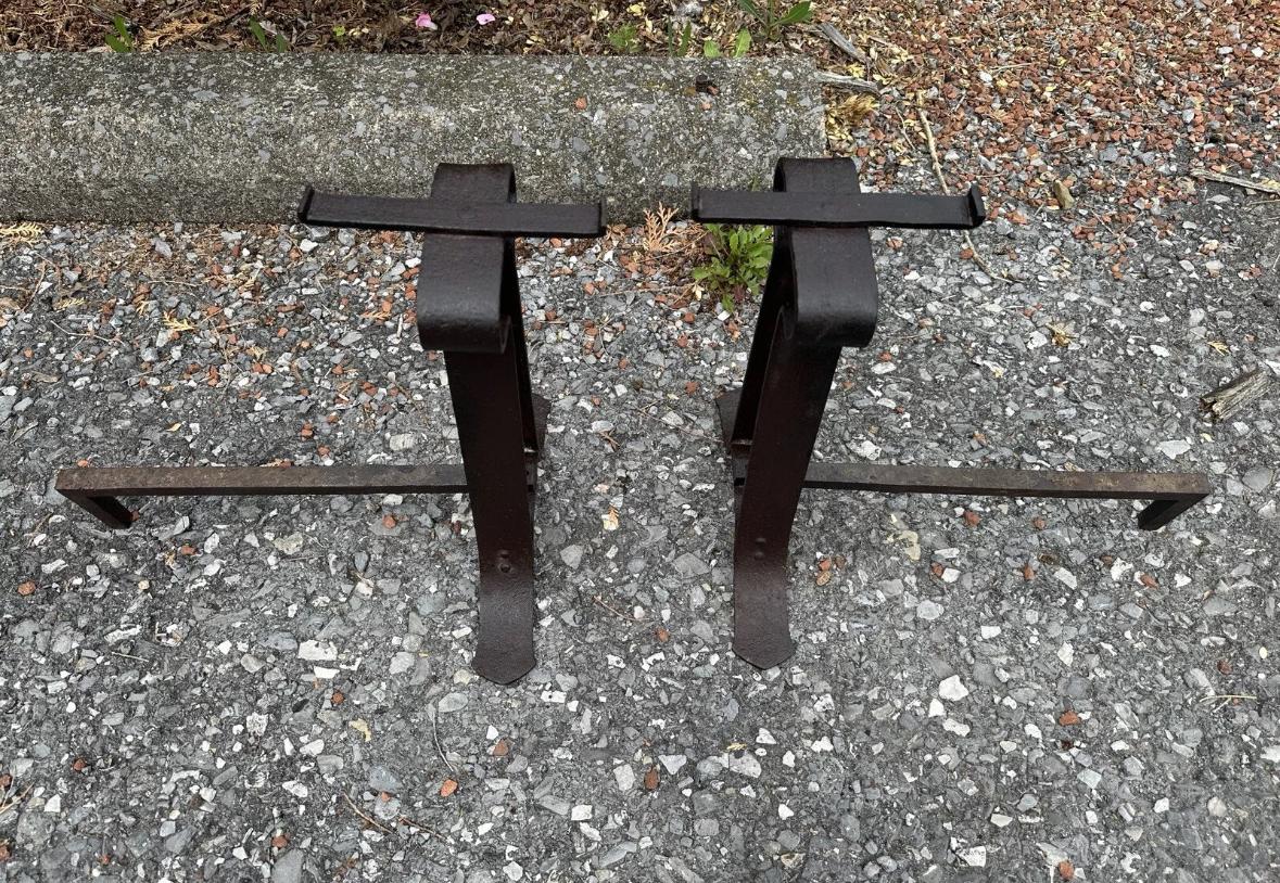 American Rare Antique Gustav Stickley Andirons (Model 238) -  W3063 For Sale