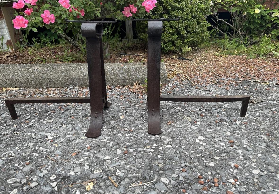 Iron Rare Antique Gustav Stickley Andirons (Model 238) -  W3063 For Sale