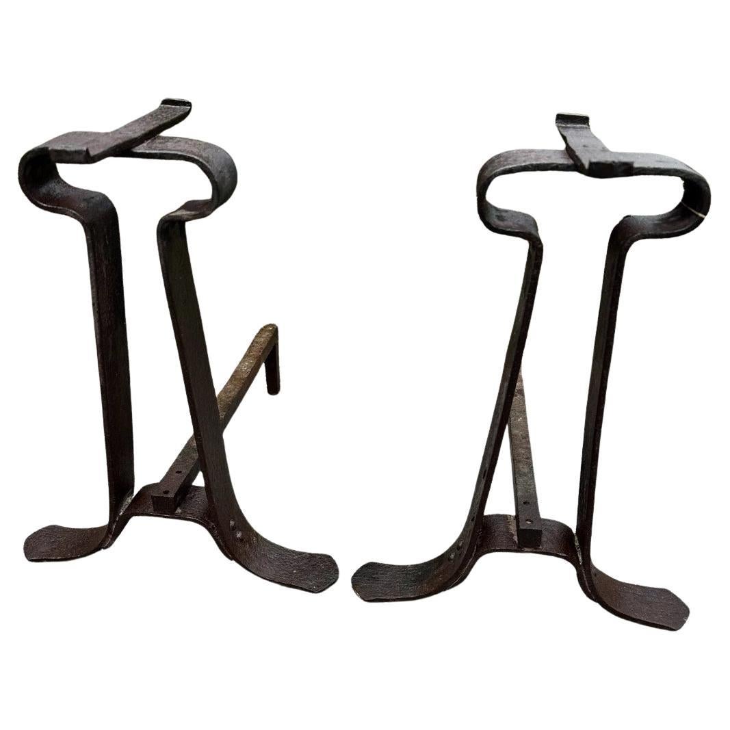 Rare Antique Gustav Stickley Andirons (Model 238) -  W3063