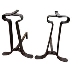 Rare Antique Gustav Stickley Andirons (Model 238) -  W3063